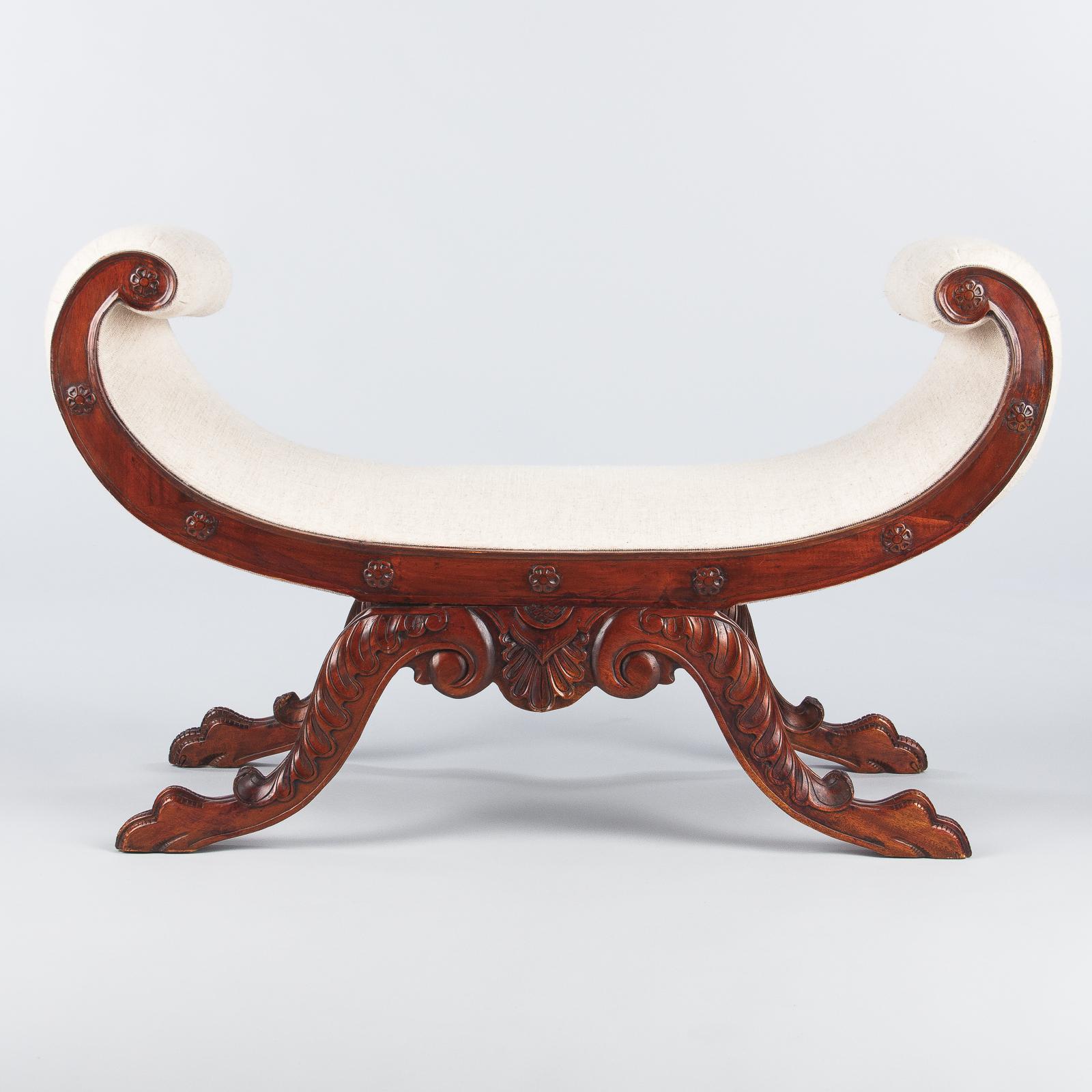 French Renaissance Revival Rococo Curule Bench, 1950s 8