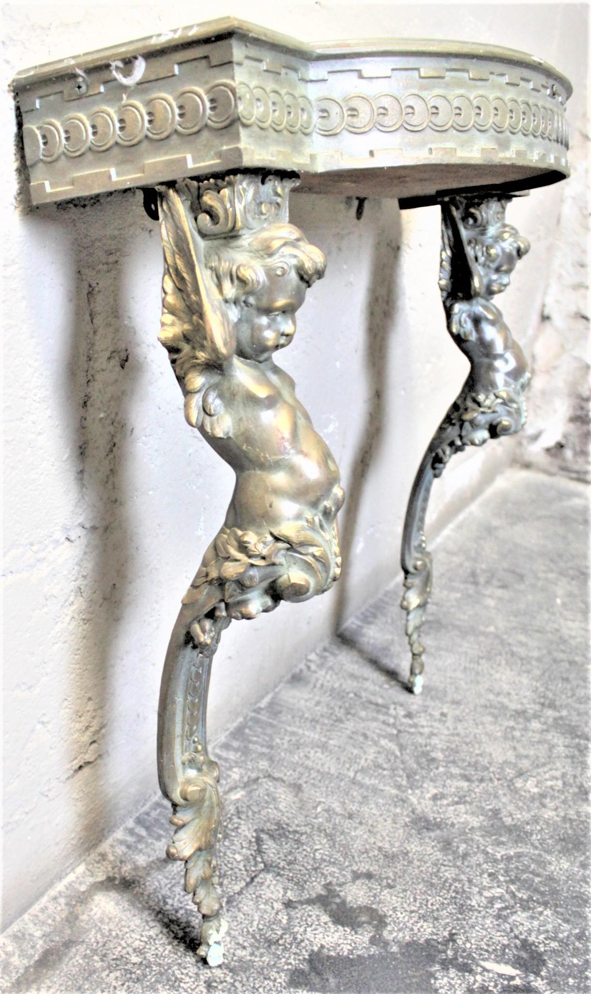 French Renaissance Revival Styled Console Table & Mirror with Brass Cherub Legs In Good Condition For Sale In Hamilton, Ontario