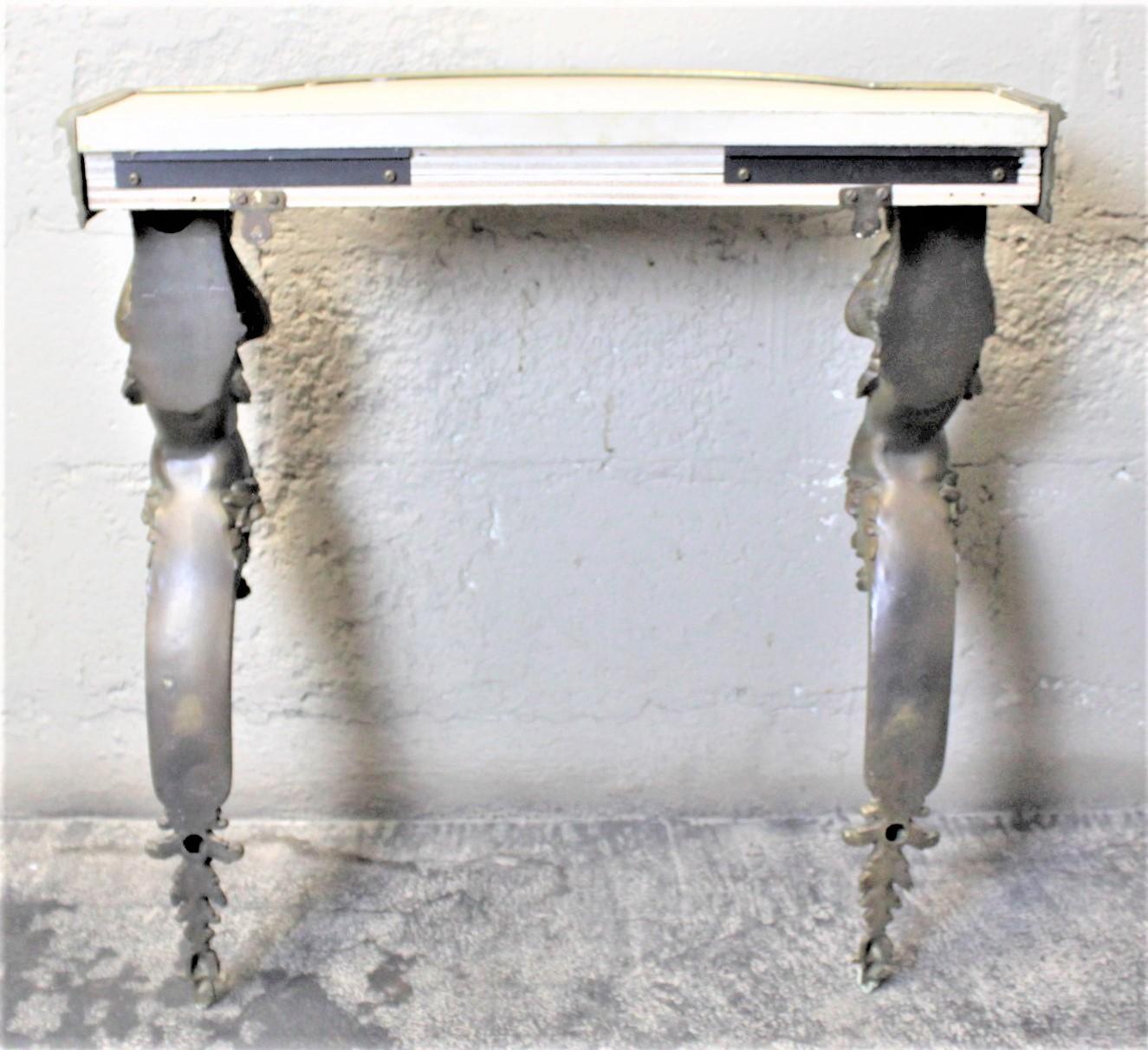 French Renaissance Revival Styled Console Table & Mirror with Brass Cherub Legs For Sale 3