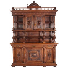 French Renaissance Revival Walnut Buffet Deux Corps