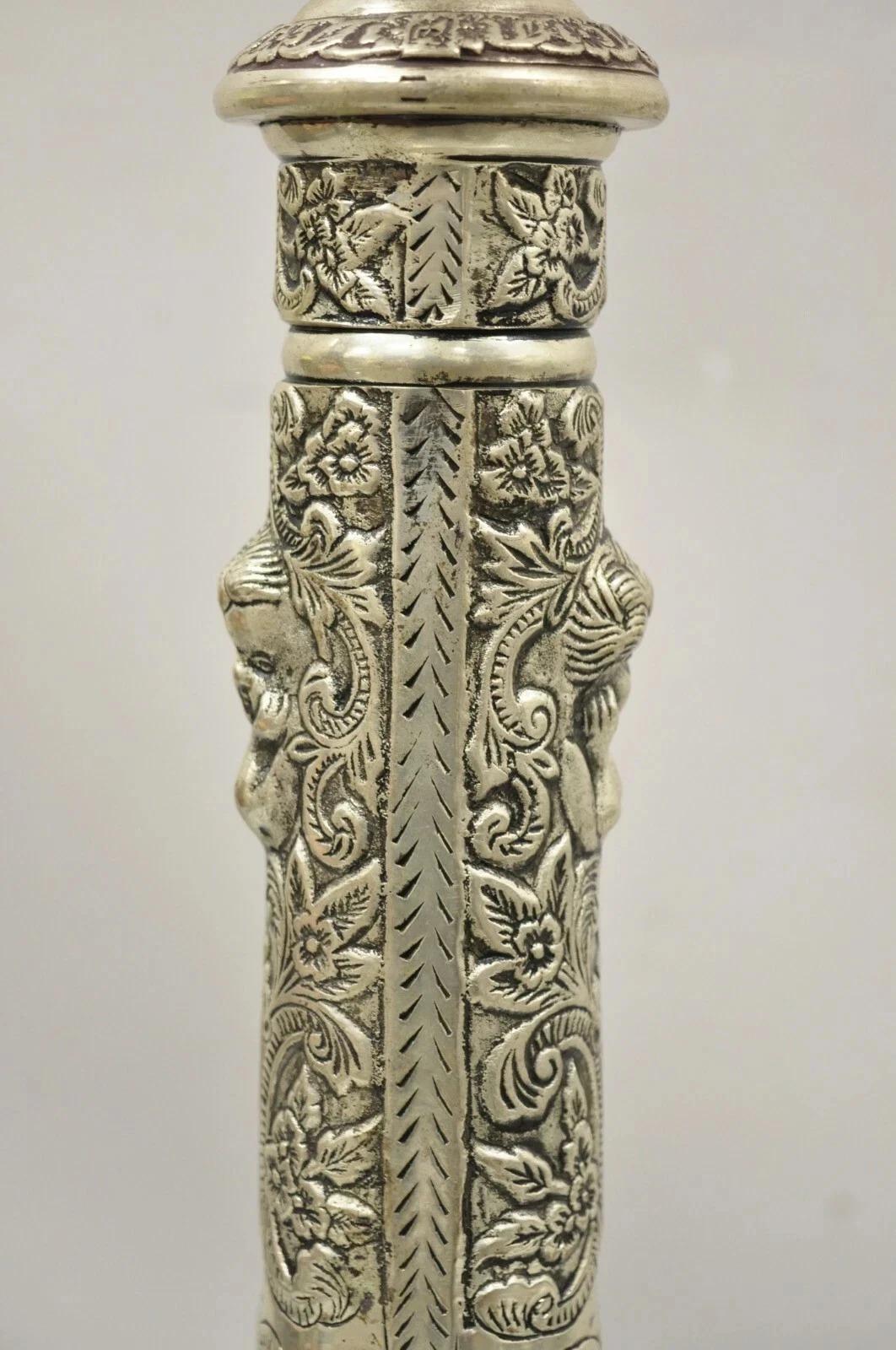 20th Century French Renaissance Silver Plated Tall Ornate Compote Centerpiece Dish Bowl Pair For Sale
