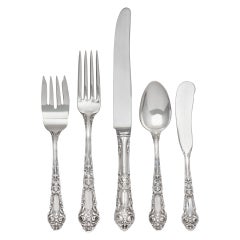 French Renaissance Sterling Silver Flatware Set Patented in 1941, Reed & Barton
