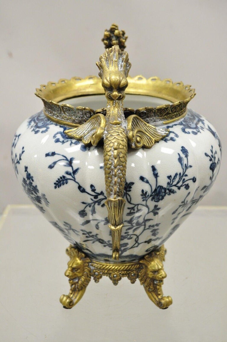 French Renaissance Style Blue and White Porcelain Planter Bronze ...