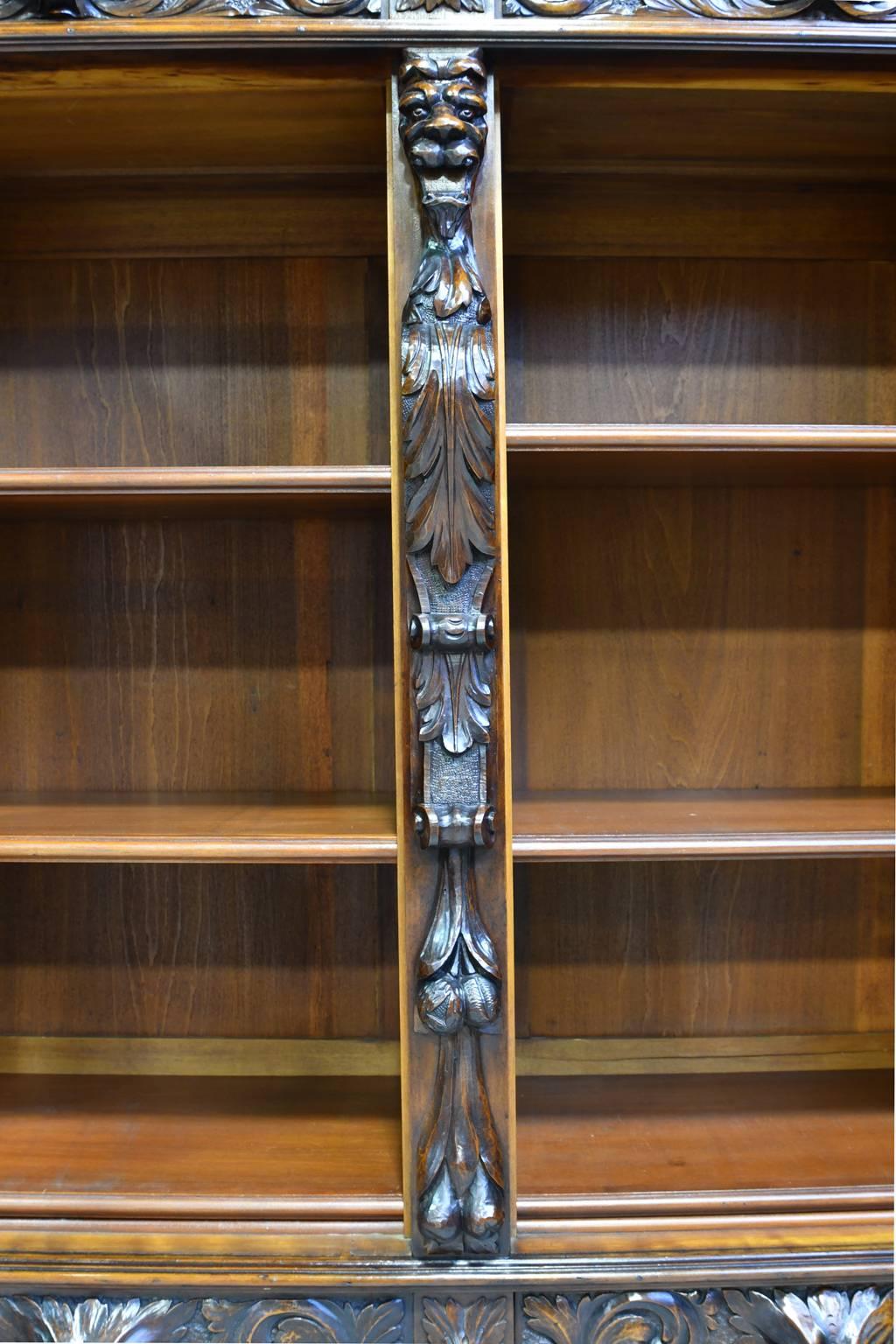French Renaissance-Style Bookcase in Walnut with Original Glass, circa 1900 13