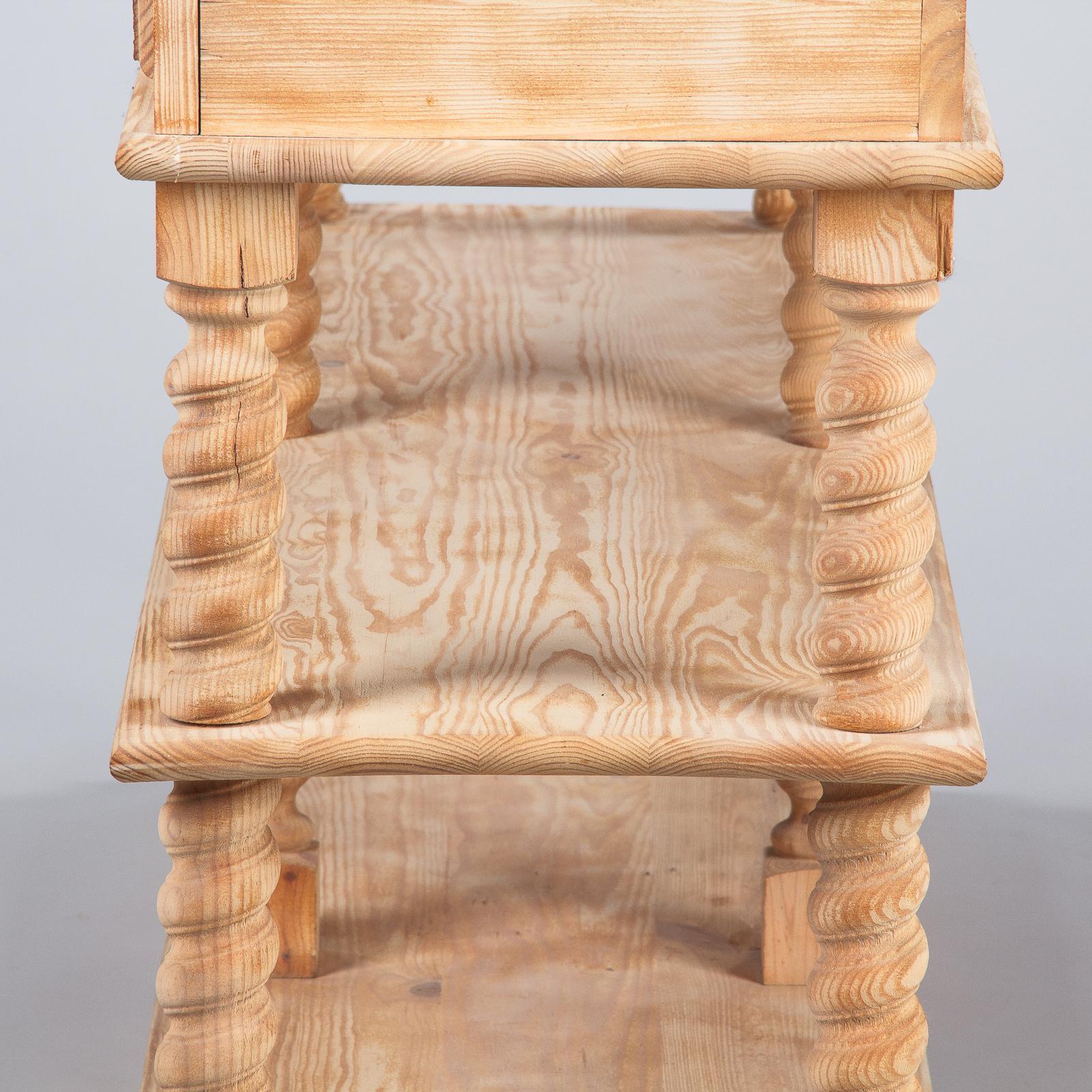 French Renaissance Style Console Sideboard in Natural Pine, 1920s 3