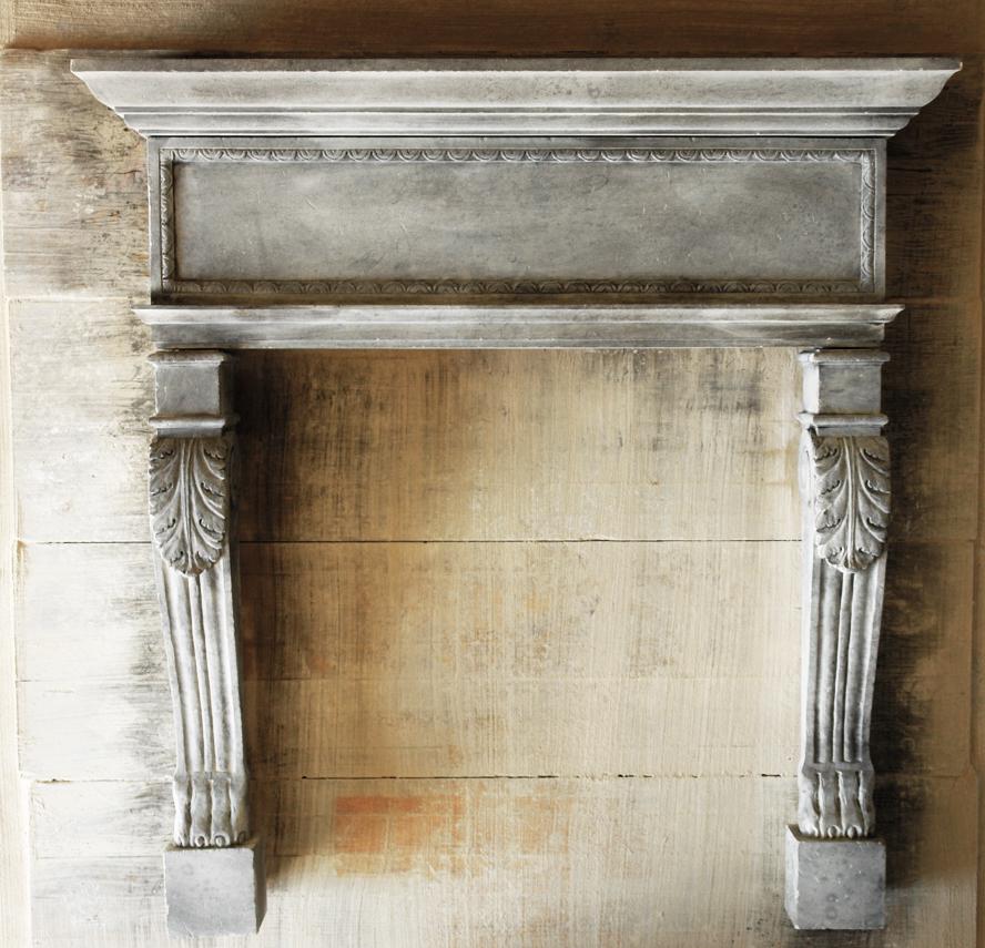 A French Renaissance style fireplace, hand-carved in pure limestone, France.
Art work quality, acanthus leaves on legs, panel dit 