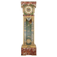 Antique French Renaissance Style Gilt Bronze and Enamel Mounted Onyx Standing Clock