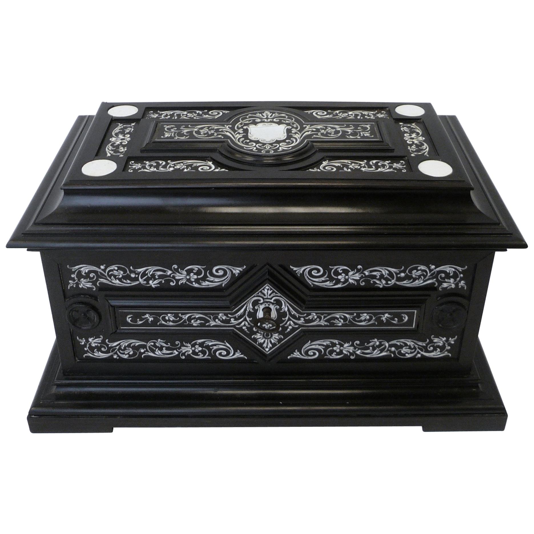 French Renaissance Style Inlay Ebony Box by Tahan