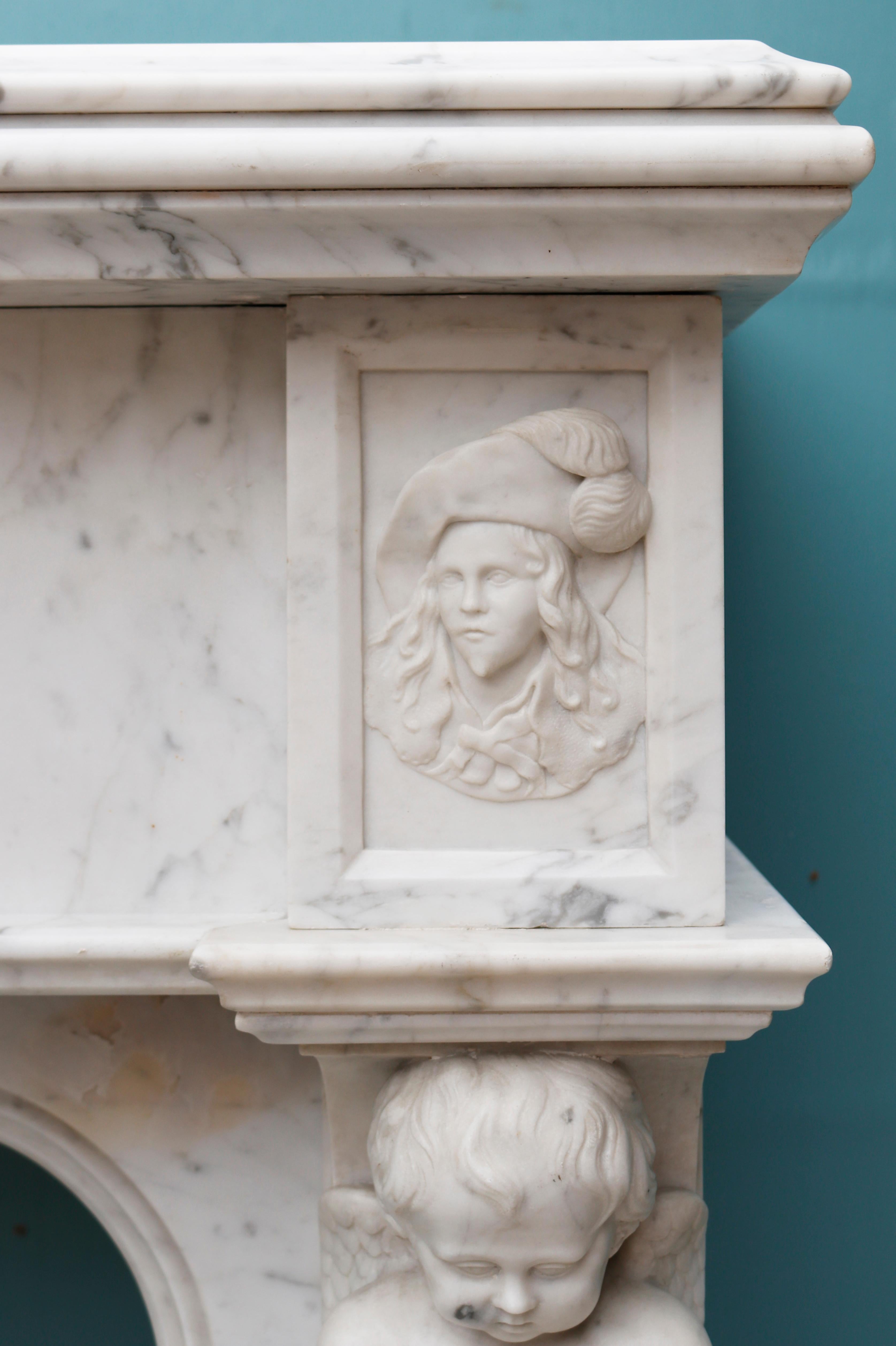 19th Century French Renaissance Style Marble Fireplace Surround For Sale