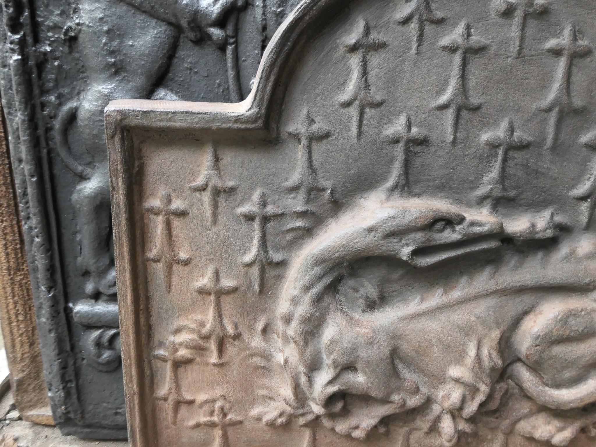 Plaque de cheminée / dosseret 'Salamandre' de style French Renaissance en vente 3