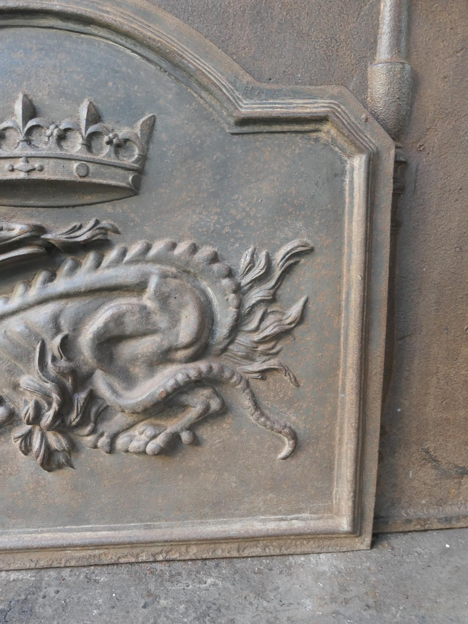 Plaque de cheminée / dosseret 'Salamandre' de style French Renaissance 3