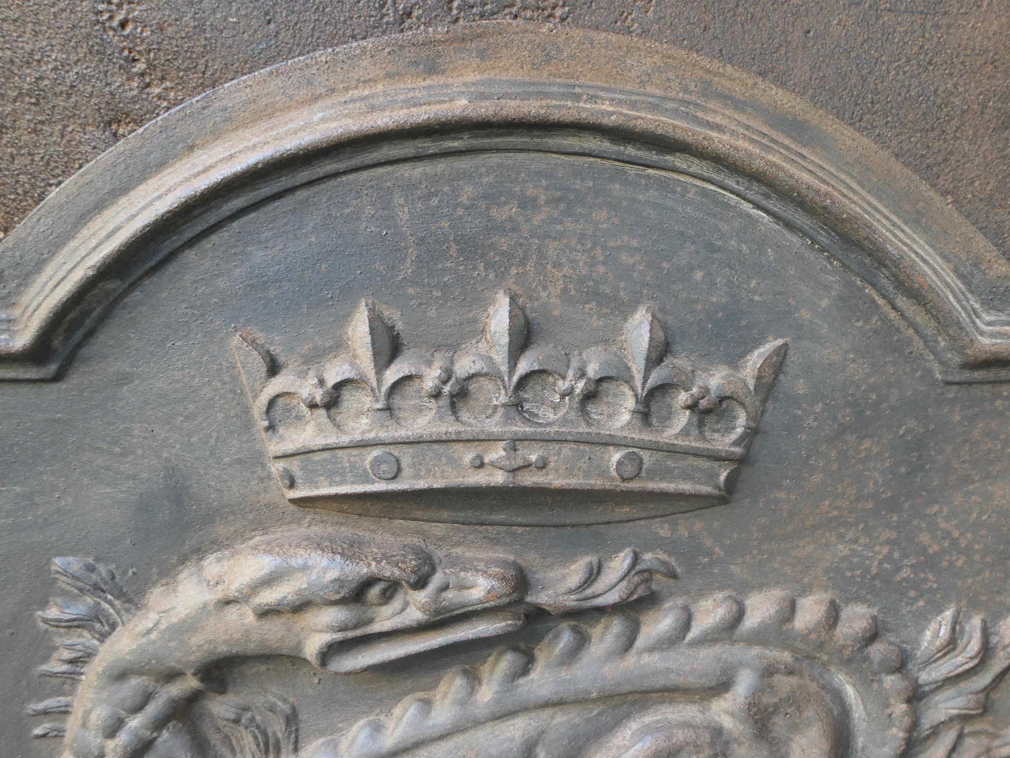 20ième siècle Plaque de cheminée / dosseret 'Salamandre' de style French Renaissance