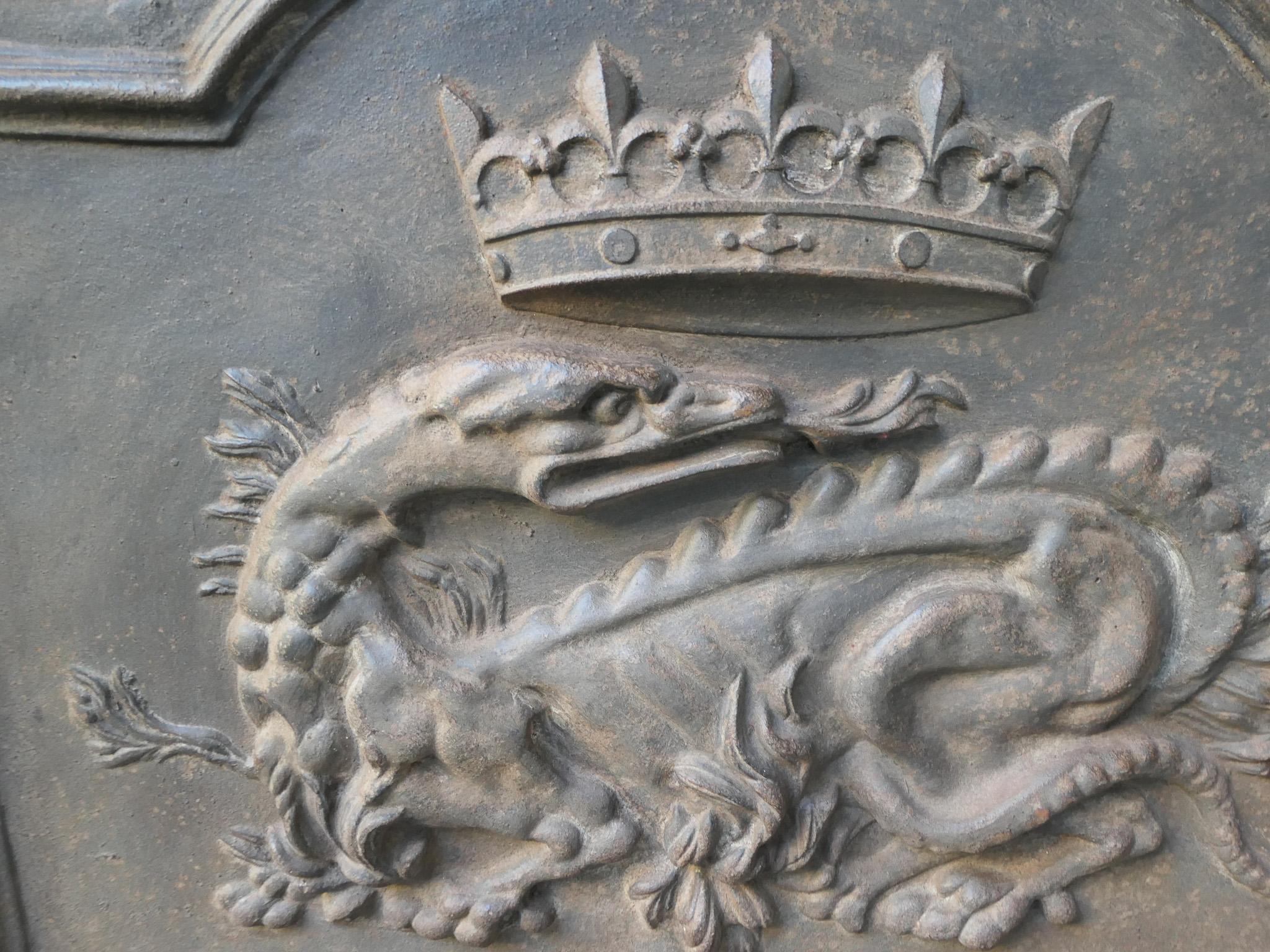 Fer Plaque de cheminée / dosseret 'Salamandre' de style French Renaissance