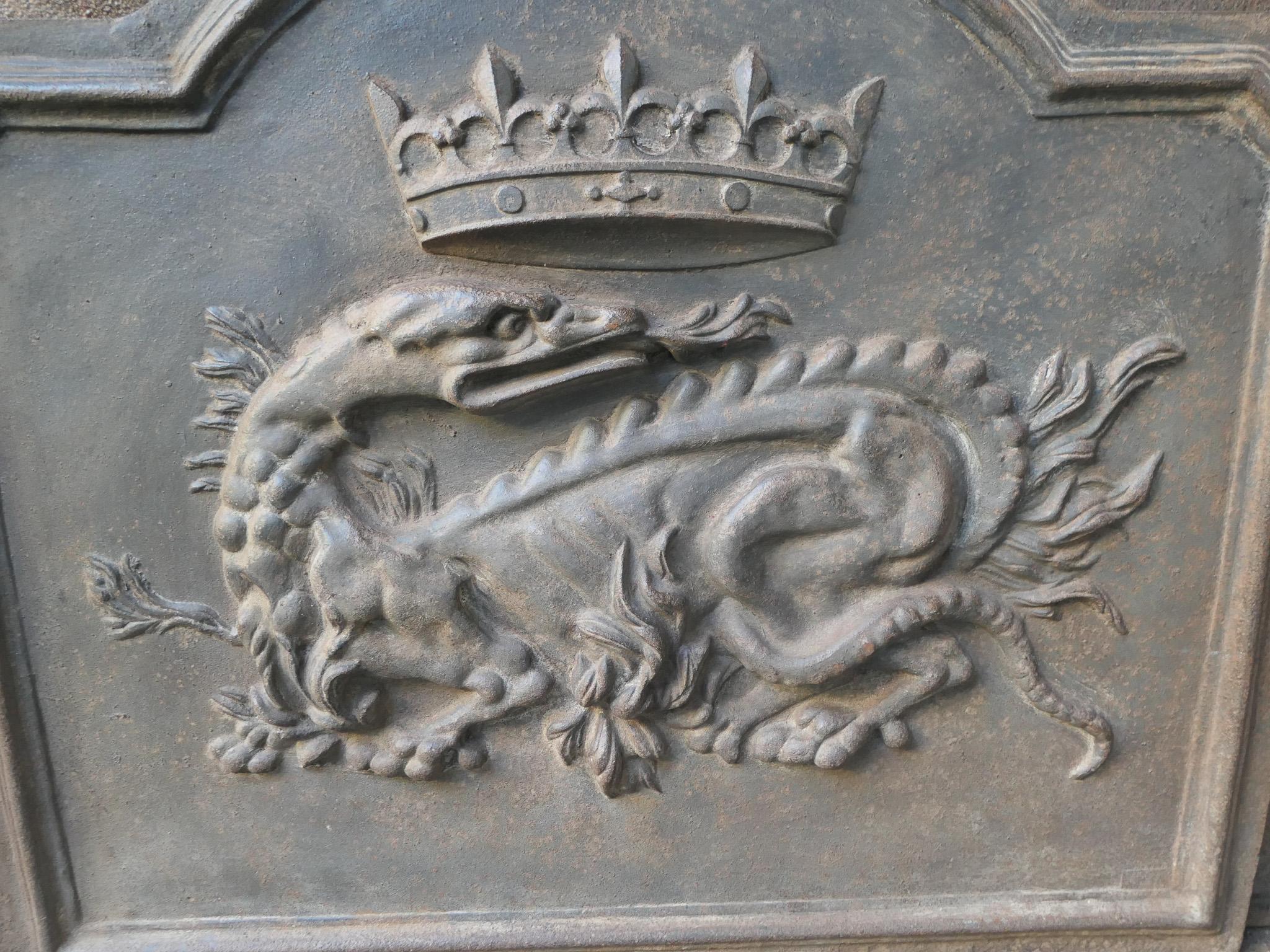Plaque de cheminée / dosseret 'Salamandre' de style French Renaissance 1