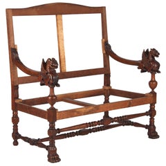 French Renaissance Style Settee Frame with Winged Gryphons, 1830s
