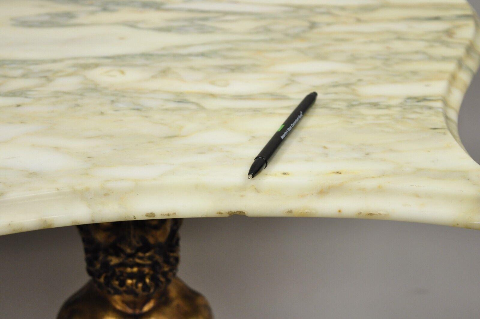 Table console figurative dorée de style Renaissance française de style victorien avec plateau en marbre en vente 4