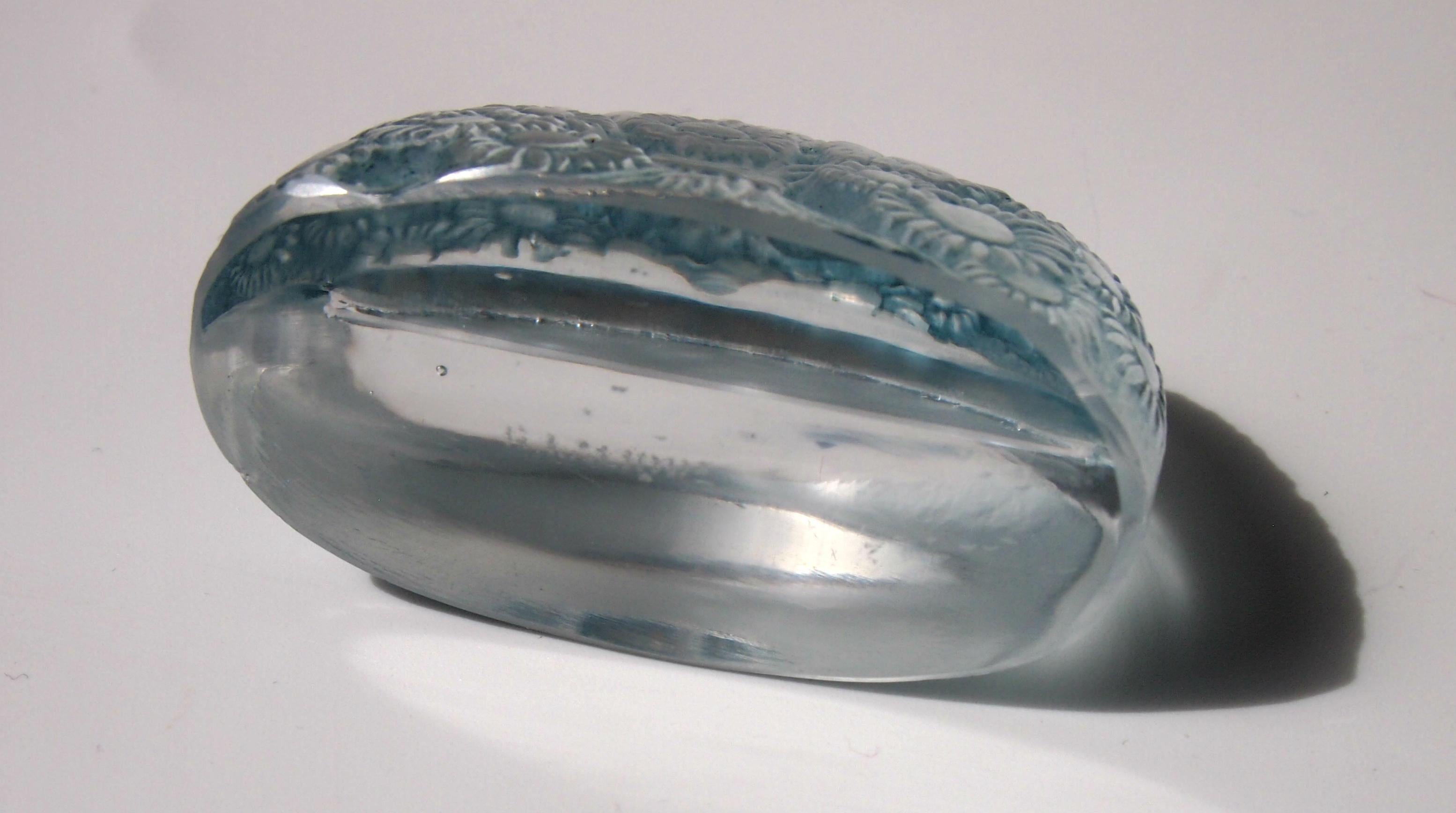 Juego de caja Art Déco francés René Lalique, porta menús Marguerites mancha azul, 1924 en venta 1