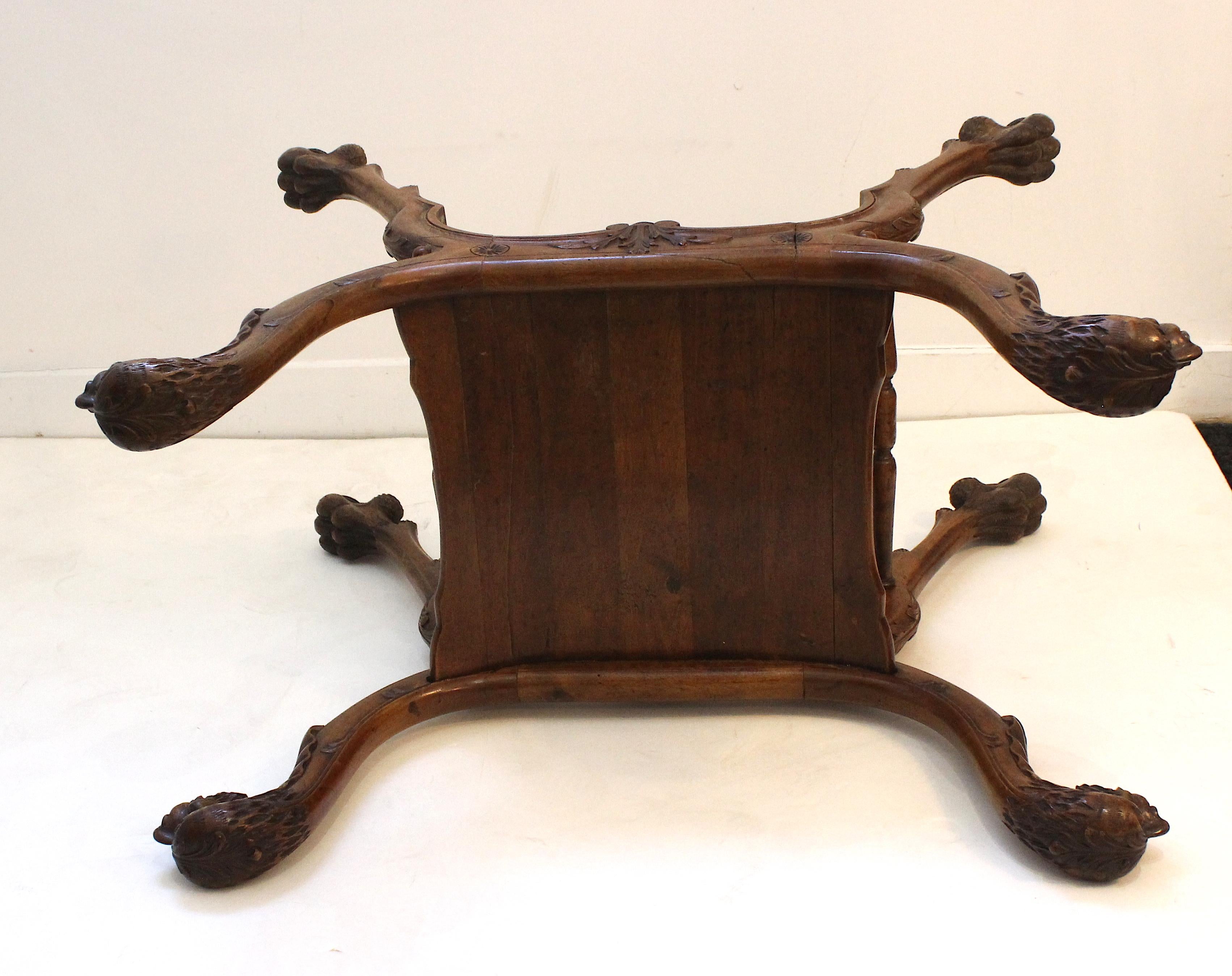 19th Century Italian Renaissance Style Lion-Head Curule Bench  For Sale