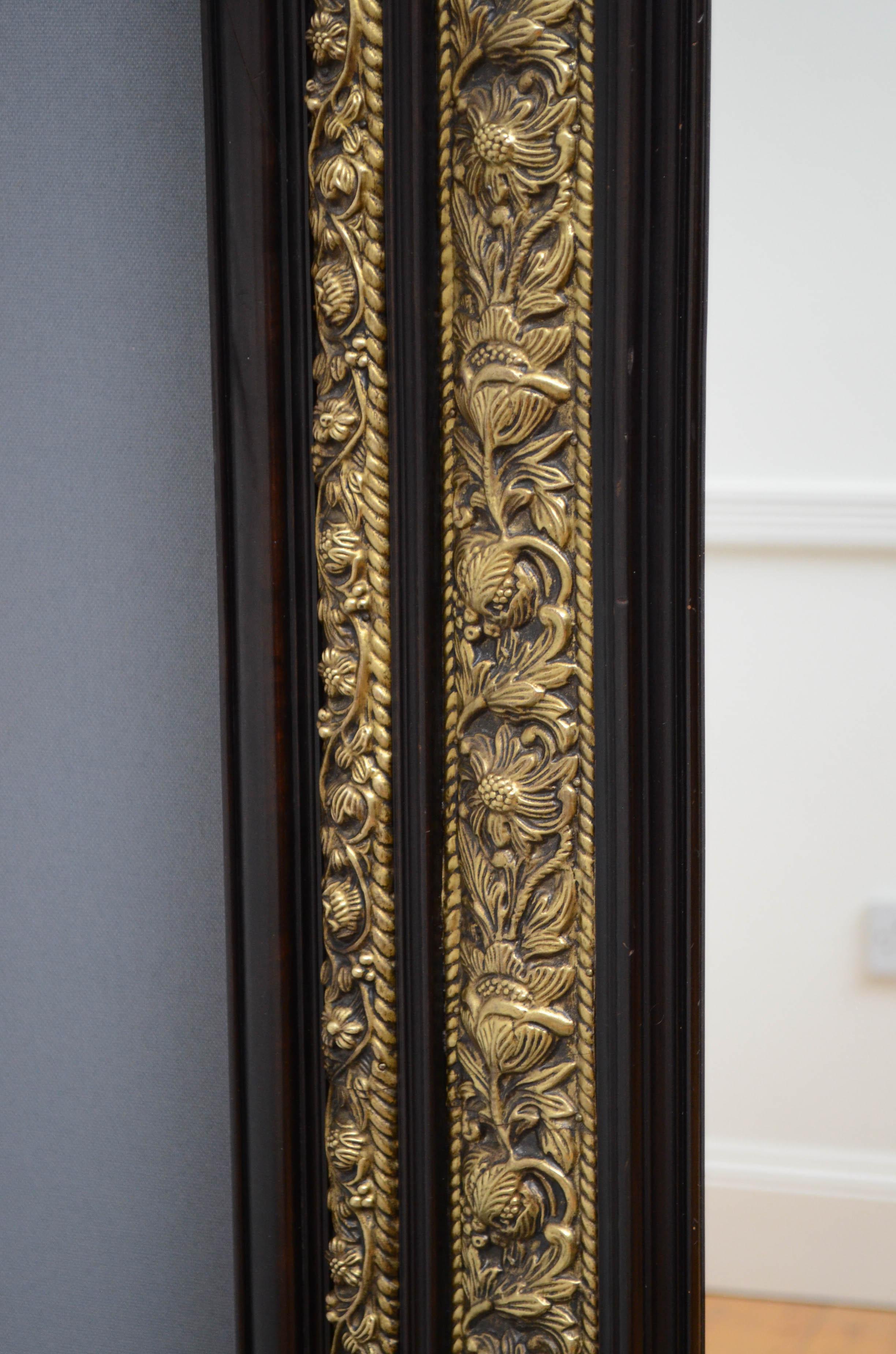 Louis XIII French Repoussé Brass Cushion Mirror