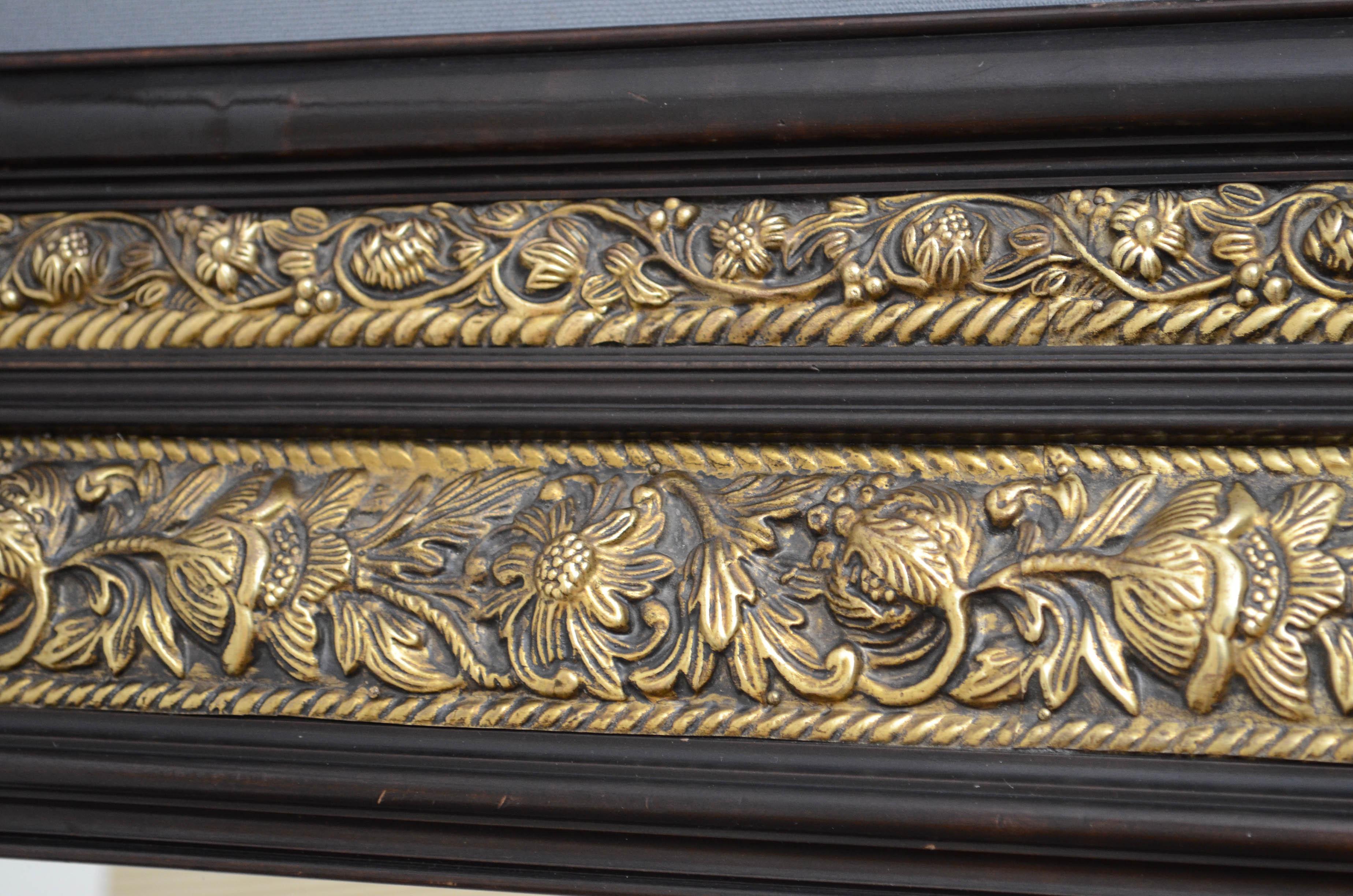 Early 20th Century French Repoussé Brass Cushion Mirror