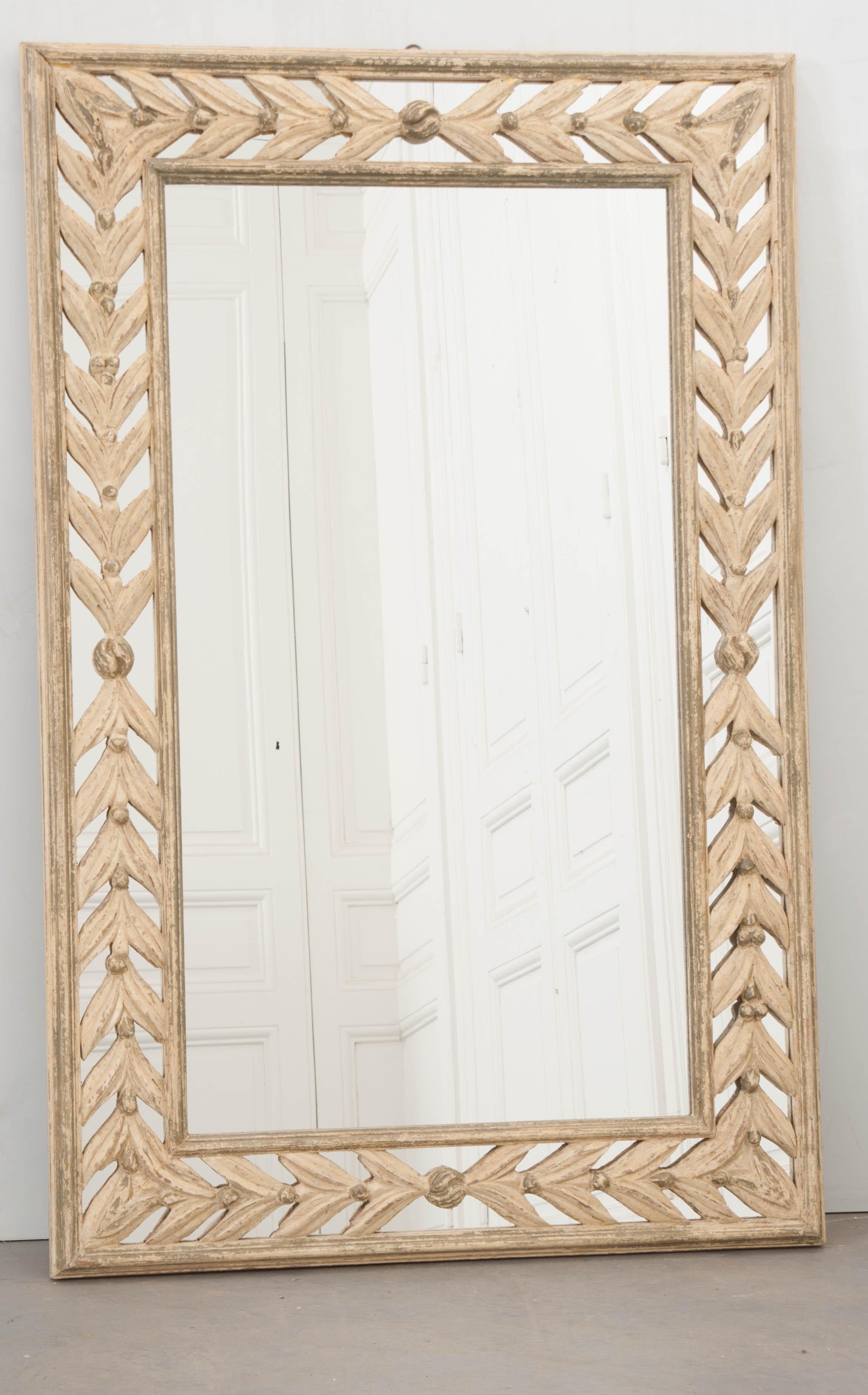 French Reproduction Painted Wall Mirror In Excellent Condition In Baton Rouge, LA