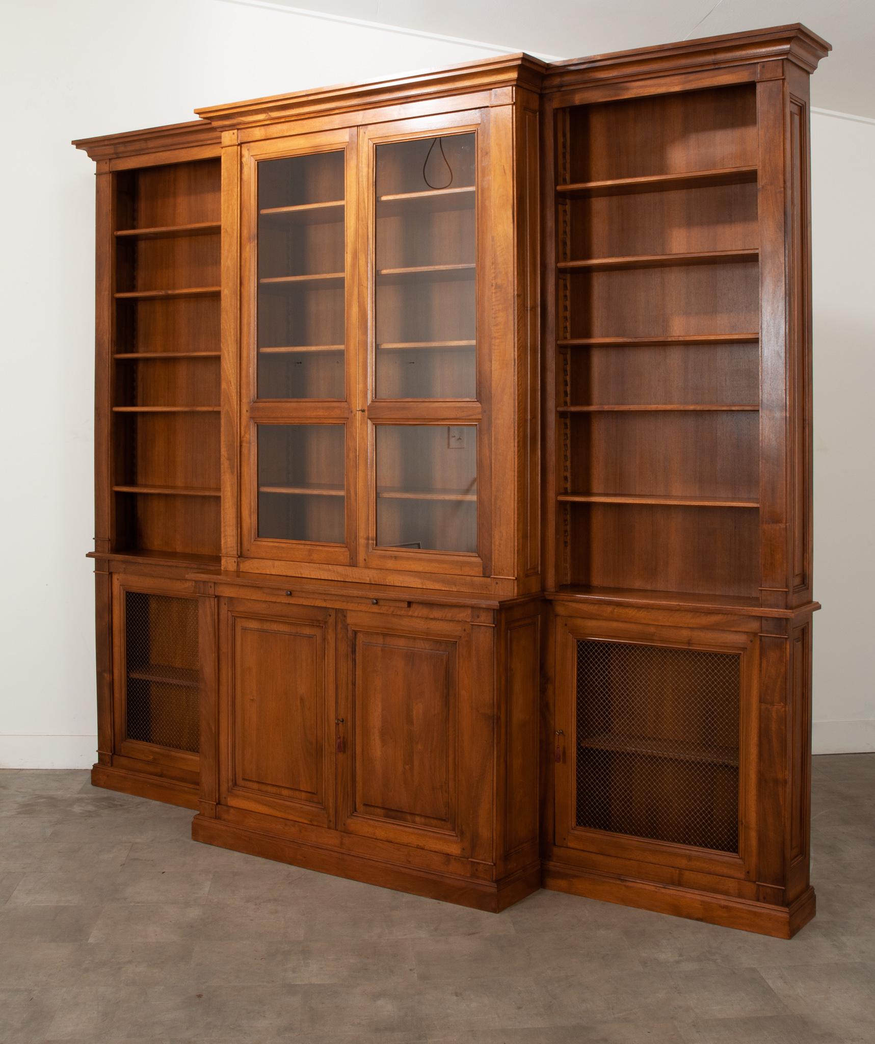 French Reproduction Walnut Bibliotheque For Sale 6
