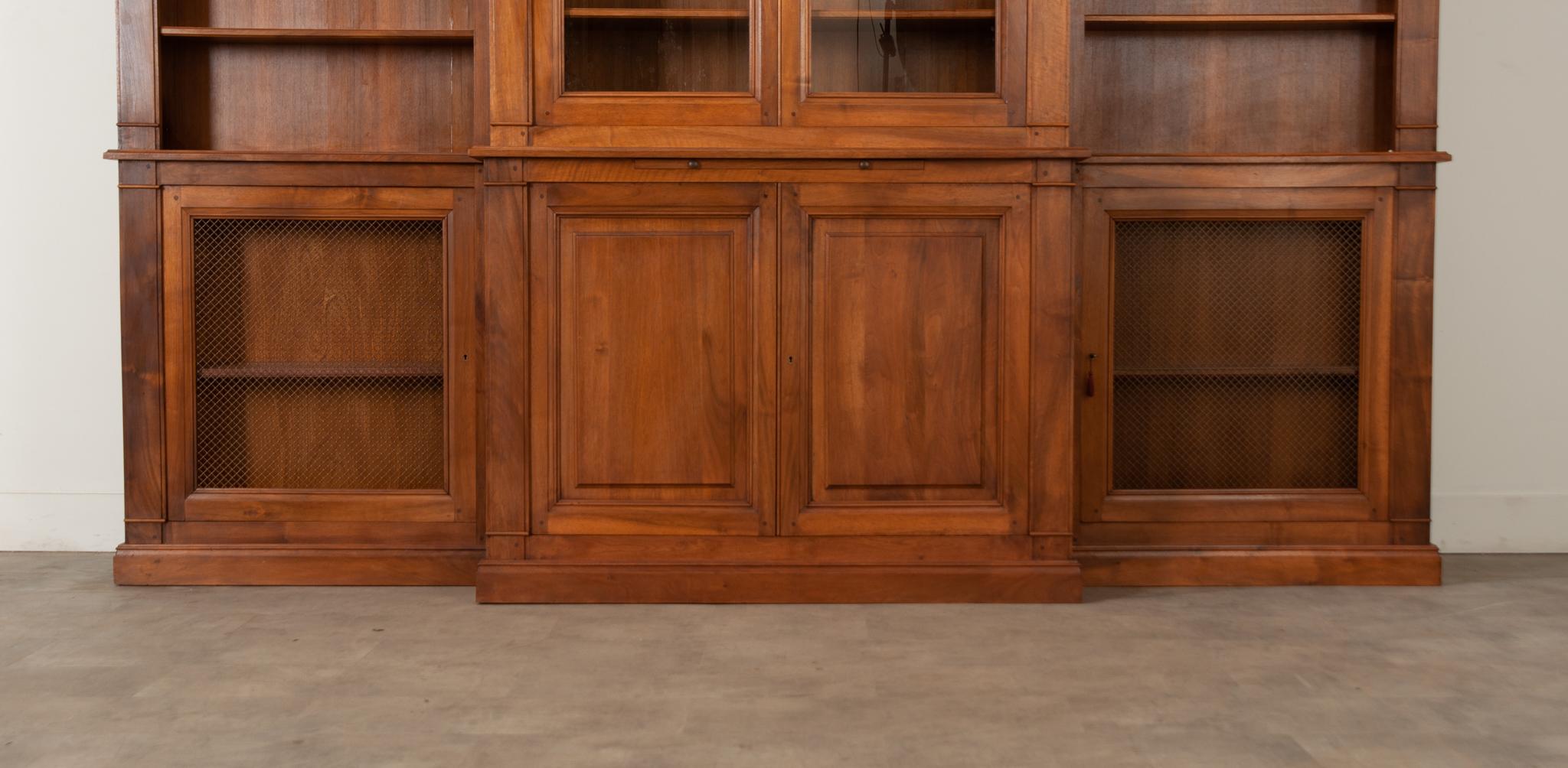French Reproduction Walnut Bibliotheque For Sale 11