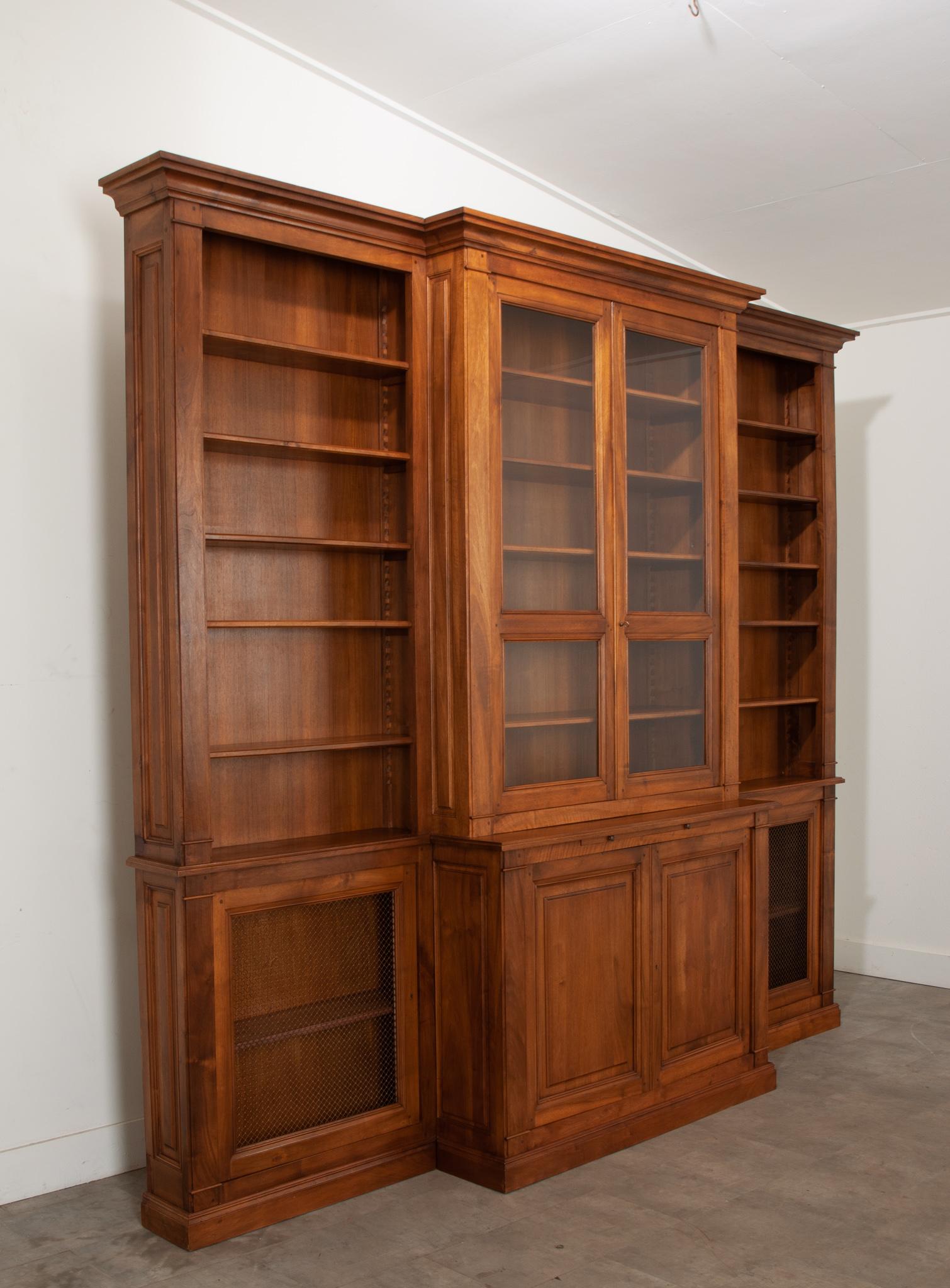 Other French Reproduction Walnut Bibliotheque For Sale