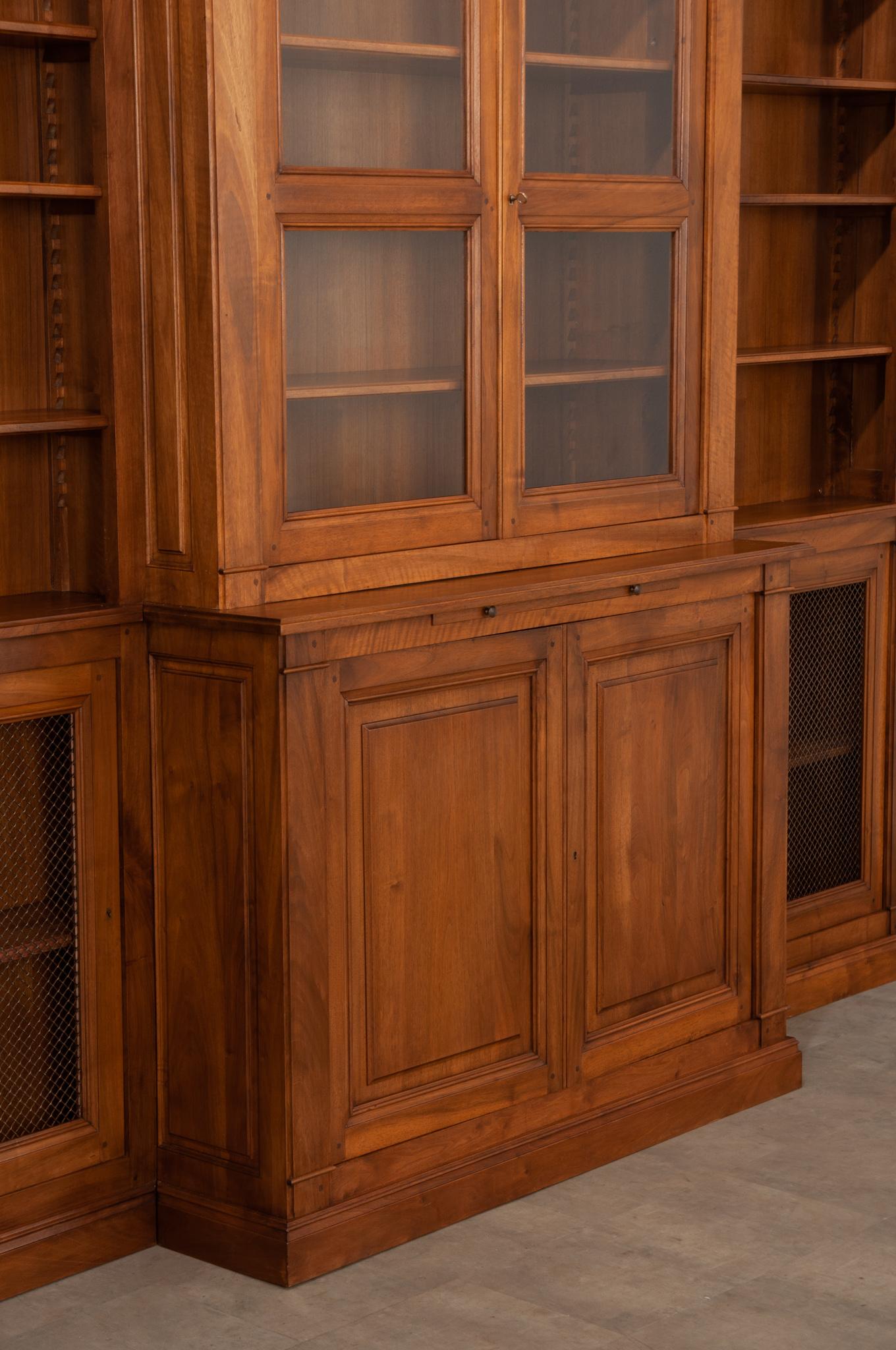 20th Century French Reproduction Walnut Bibliotheque For Sale