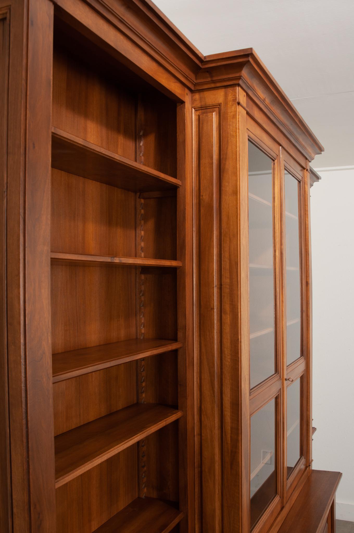 French Reproduction Walnut Bibliotheque For Sale 1