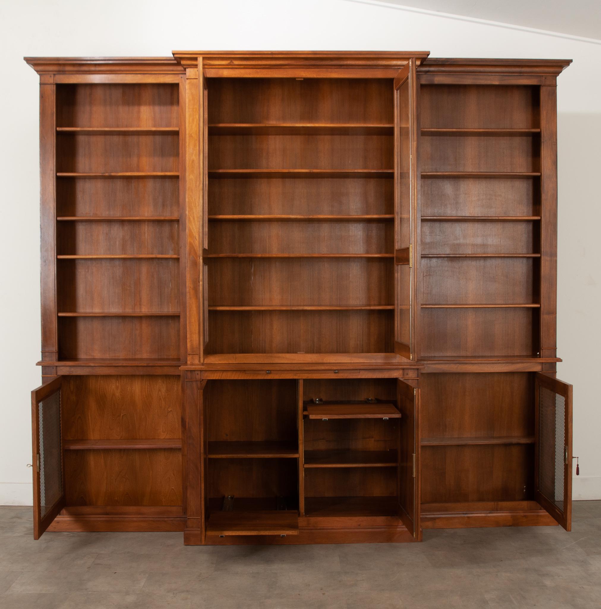 French Reproduction Walnut Bibliotheque For Sale 2
