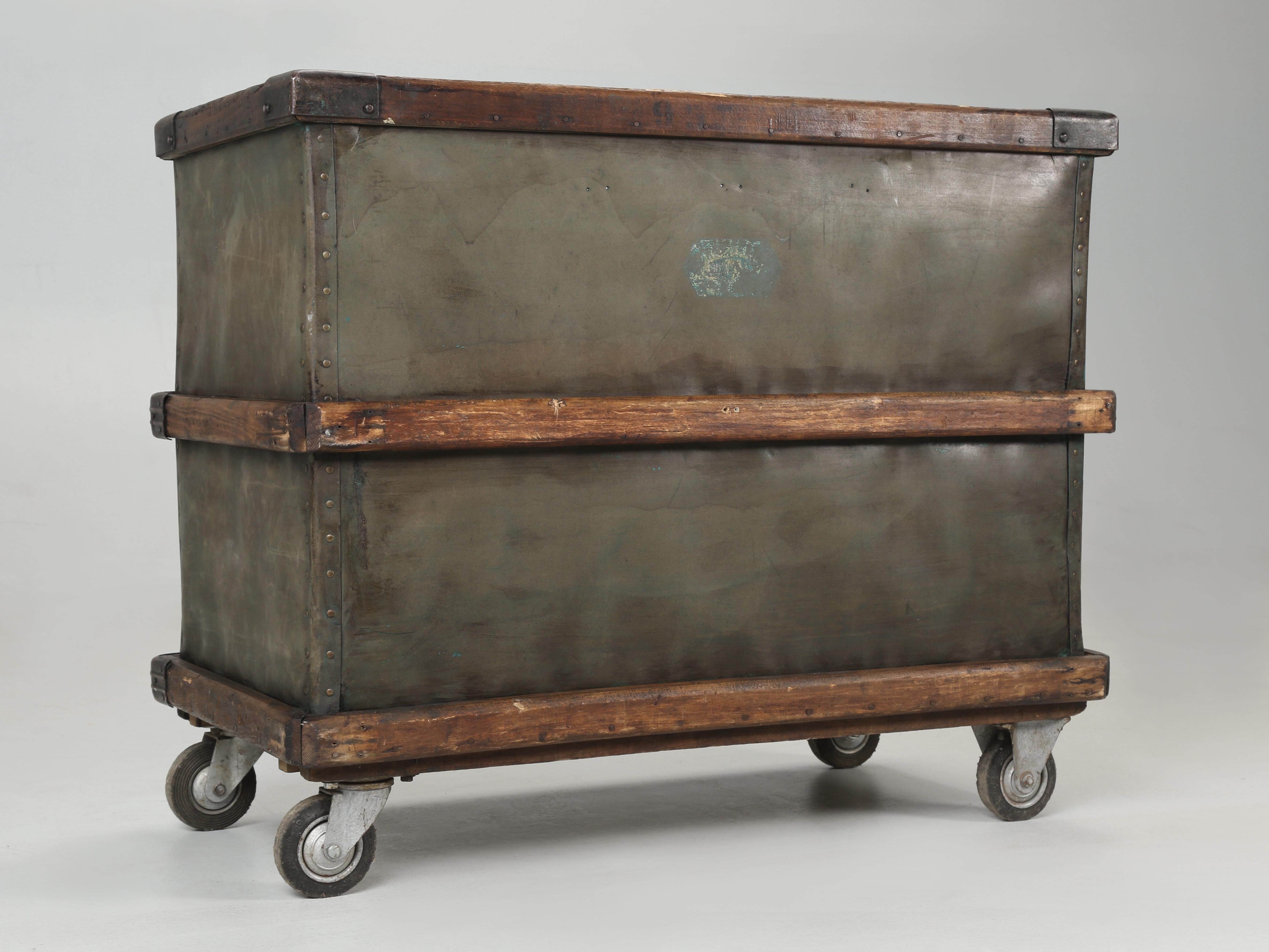 French Repurposed Mobile Suroy Storage Container into a Bar Cart or Office Cart 7