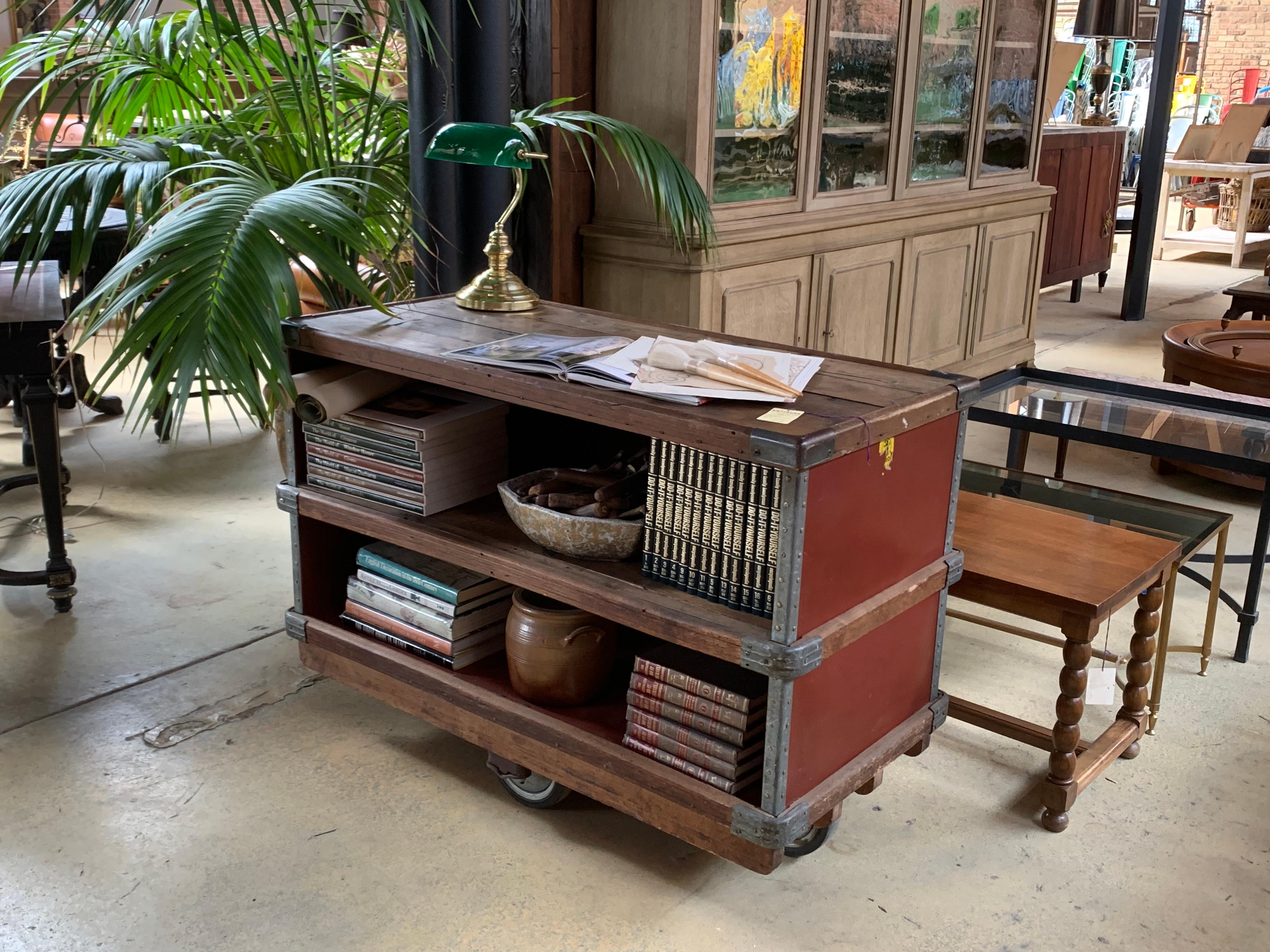 French Repurposed Mobile Suroy Storage Container into a Bar Cart or Office Cart For Sale 8