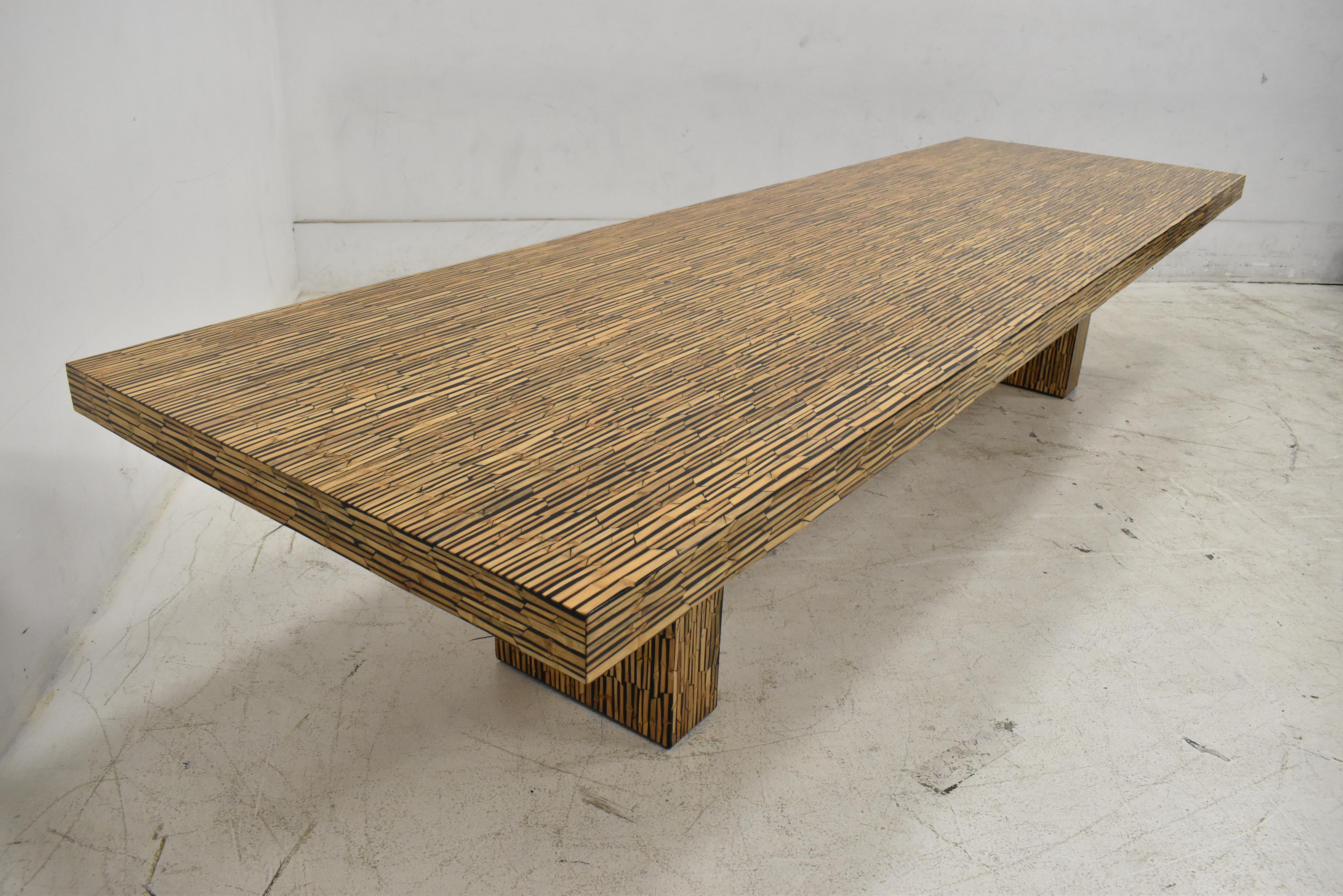 French Resin & Bamboo Dining Table by R & Y Augousti For Sale 6