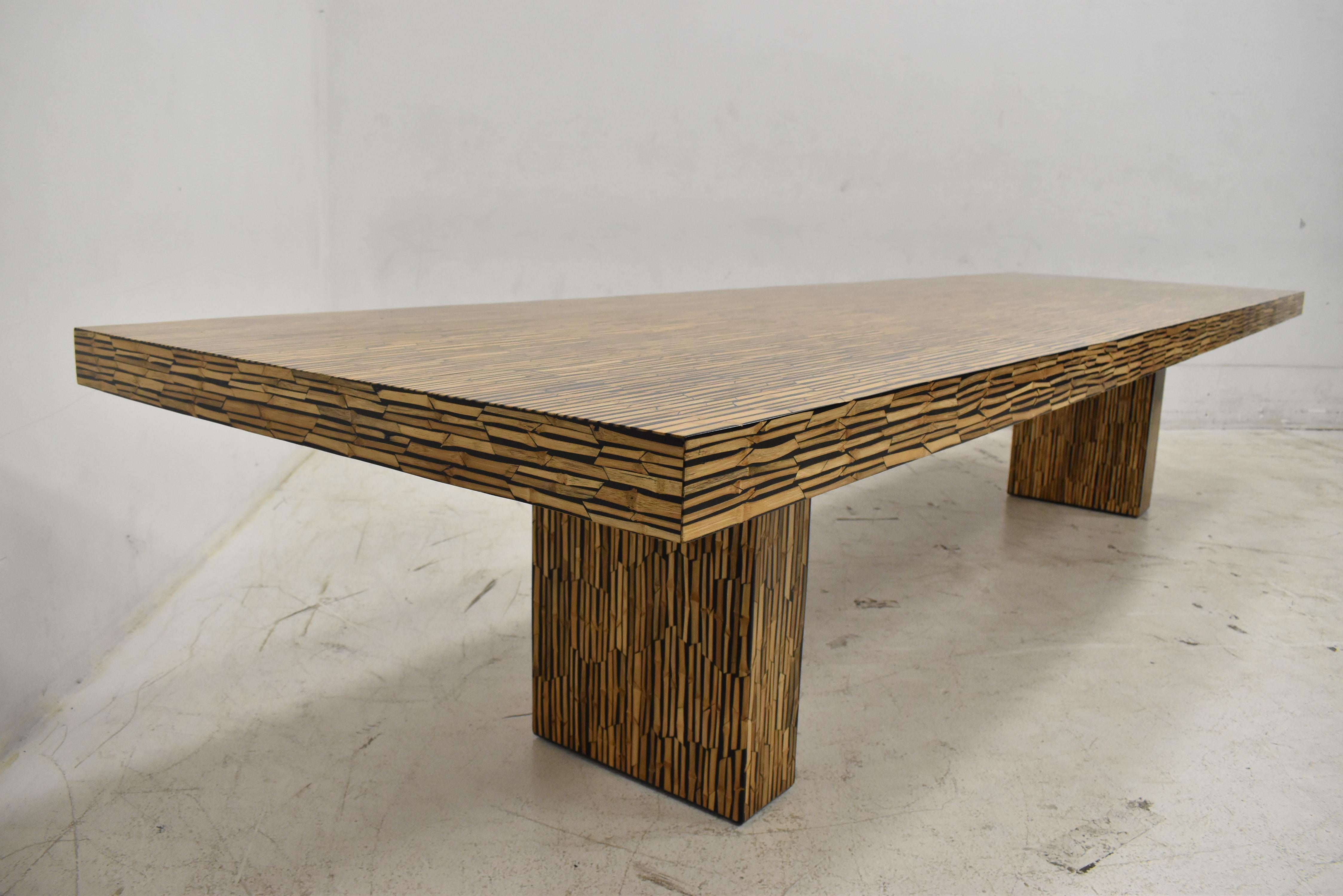 French Resin & Bamboo Dining Table by R & Y Augousti For Sale 7