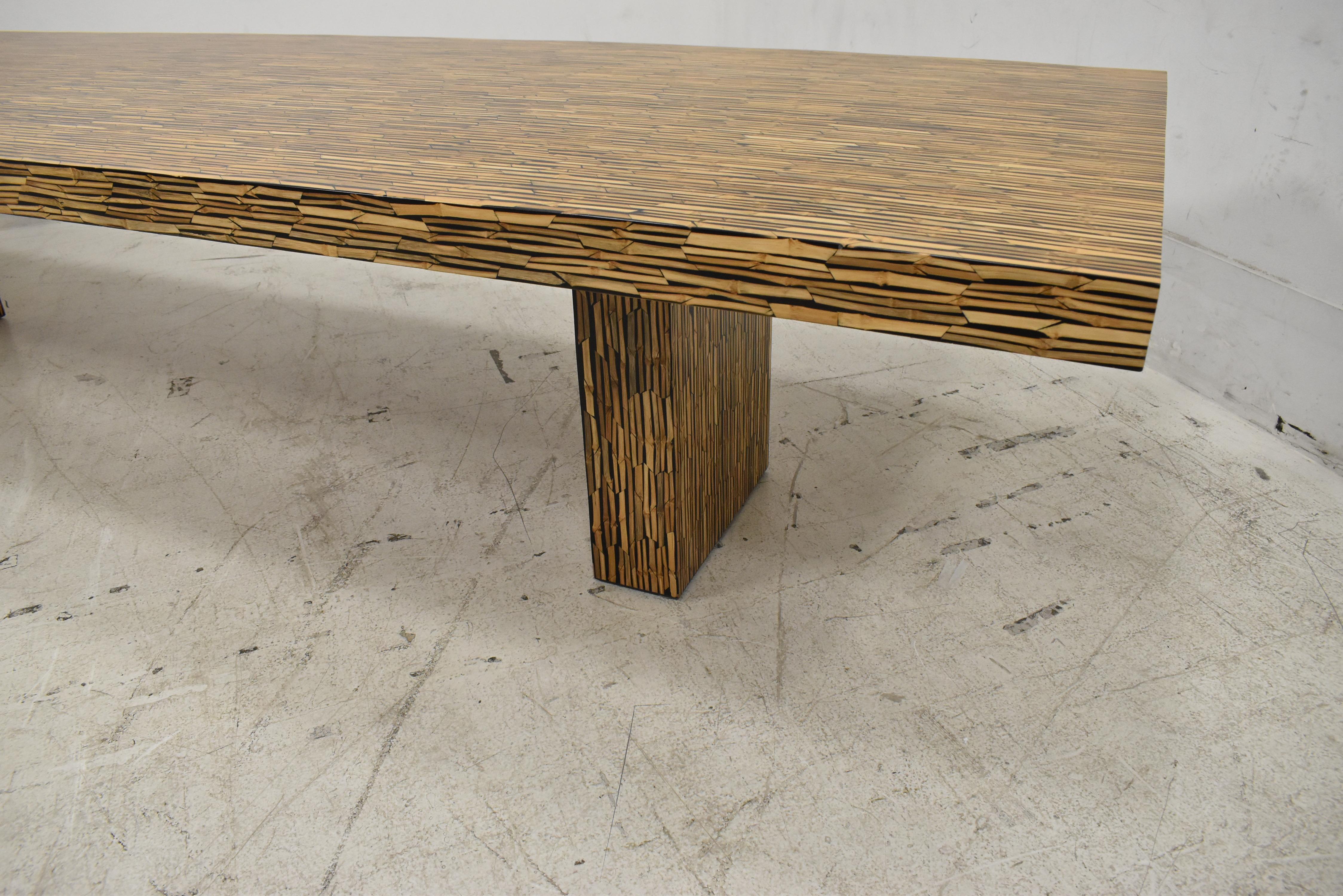 French Resin & Bamboo Dining Table by R & Y Augousti For Sale 5