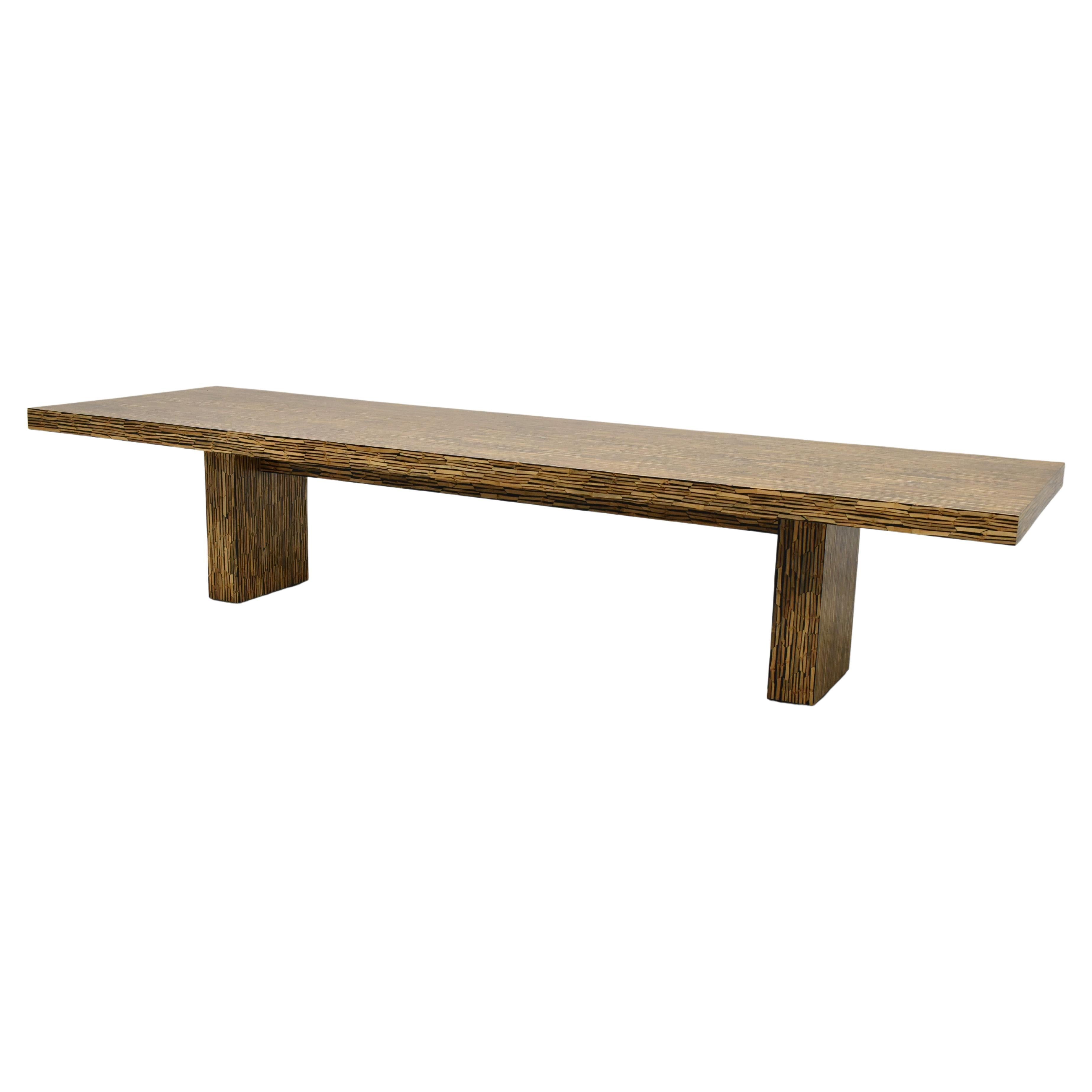 French Resin & Bamboo Dining Table by R & Y Augousti