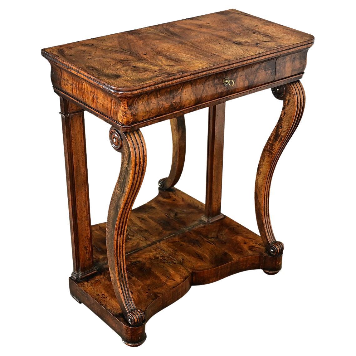 French Restauration 19th Century Burled Walnut Console For Sale