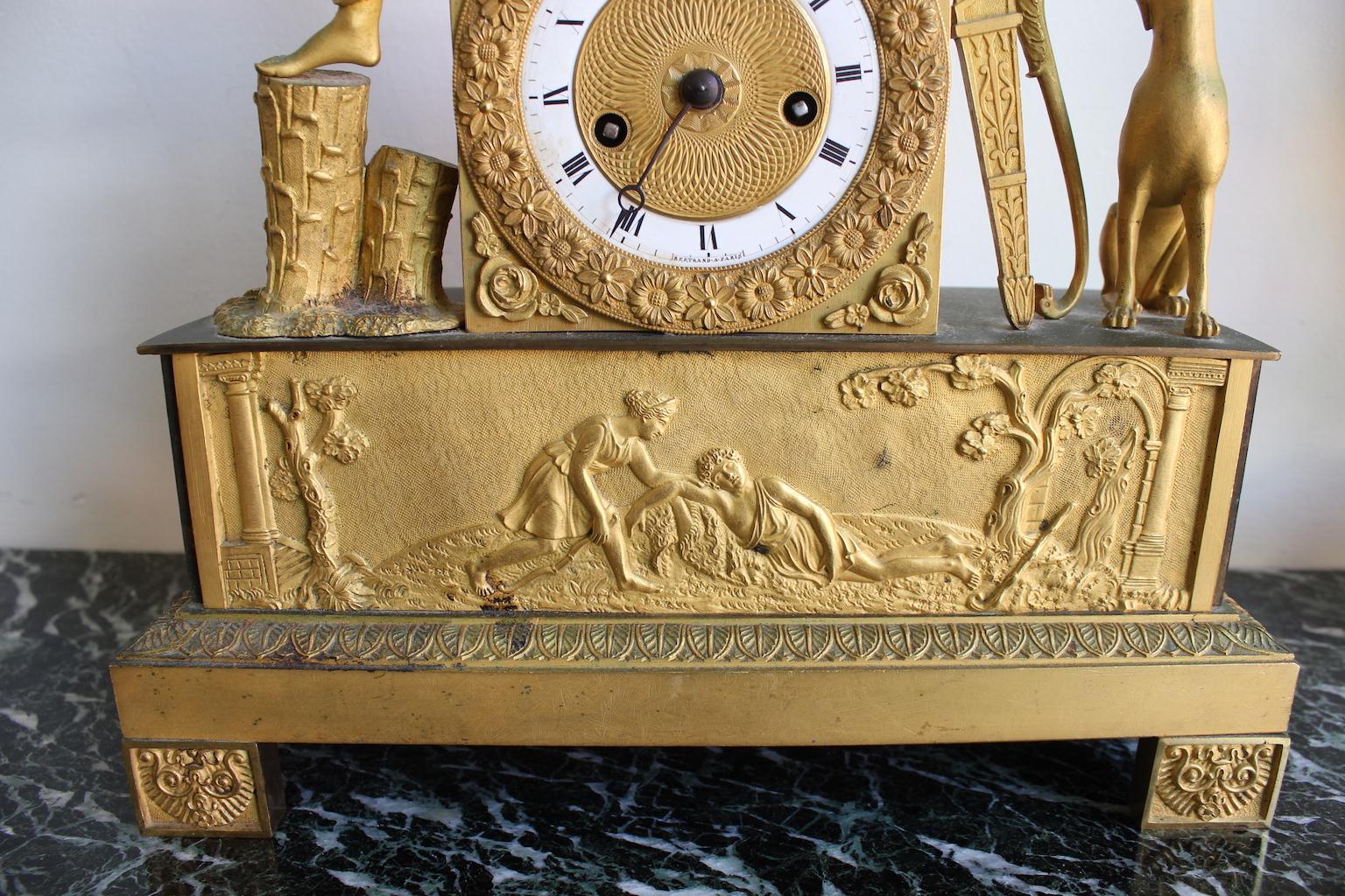 French Restauration Clock Allegory of Hunt 4