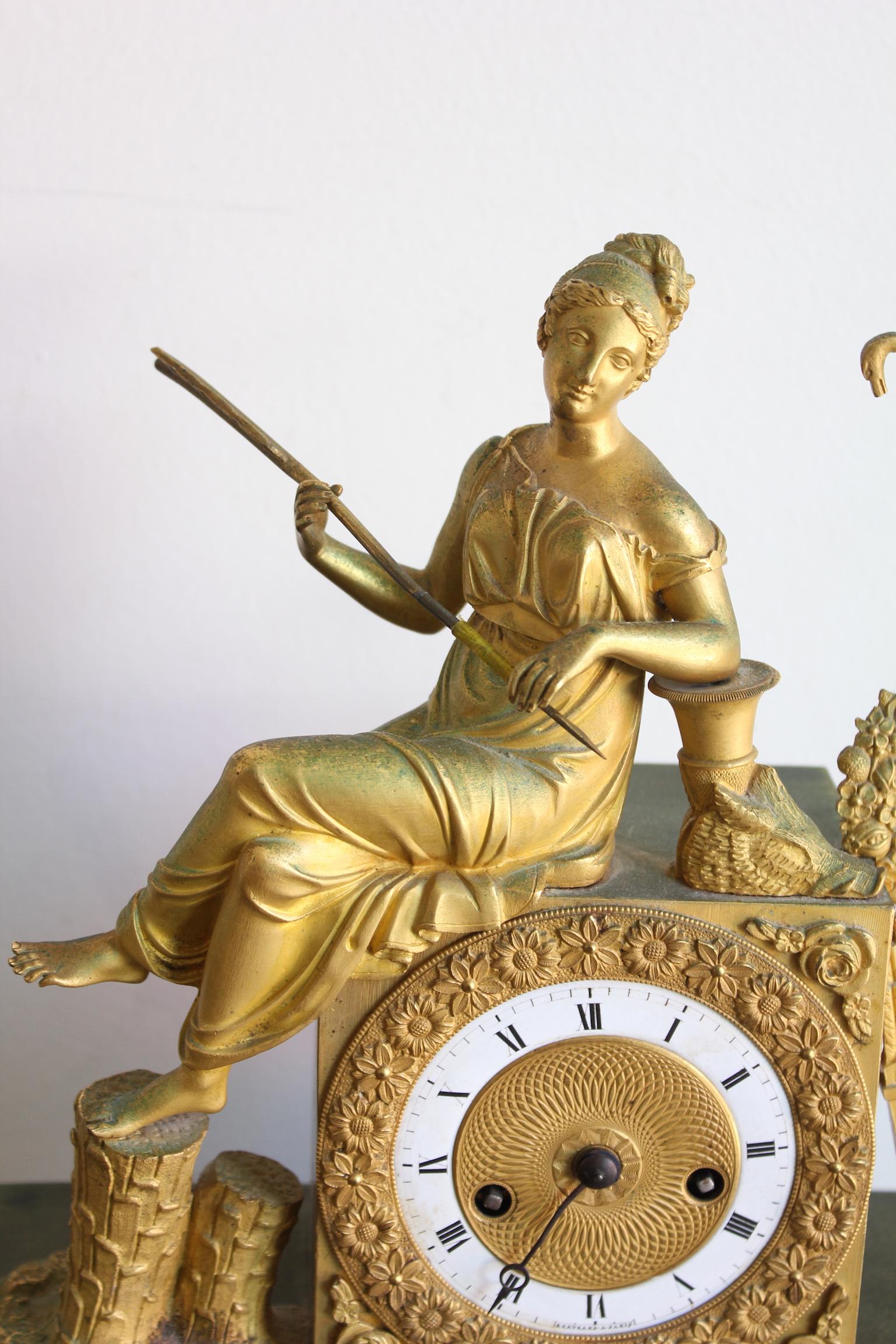 19th Century French Restauration Clock Allegory of Hunt