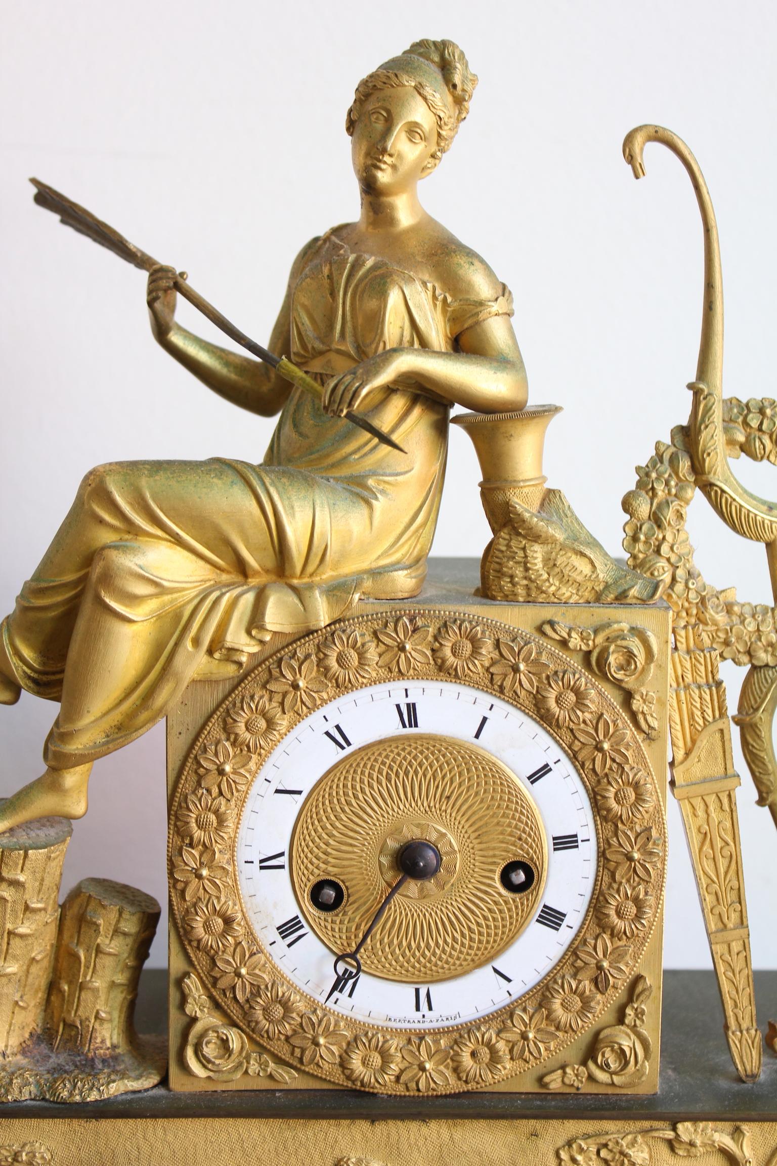 French Restauration Clock Allegory of Hunt 2