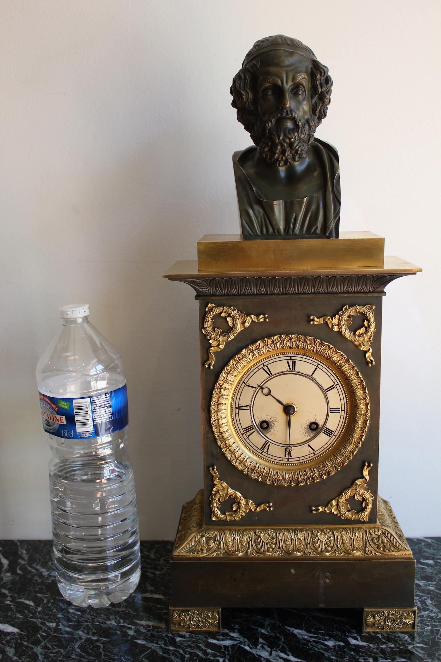 French Restauration Clock Decorated with Homer For Sale 6