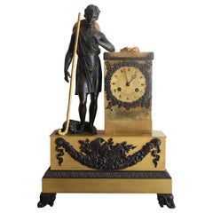 French Restauration Clock Depicting a Shepherd