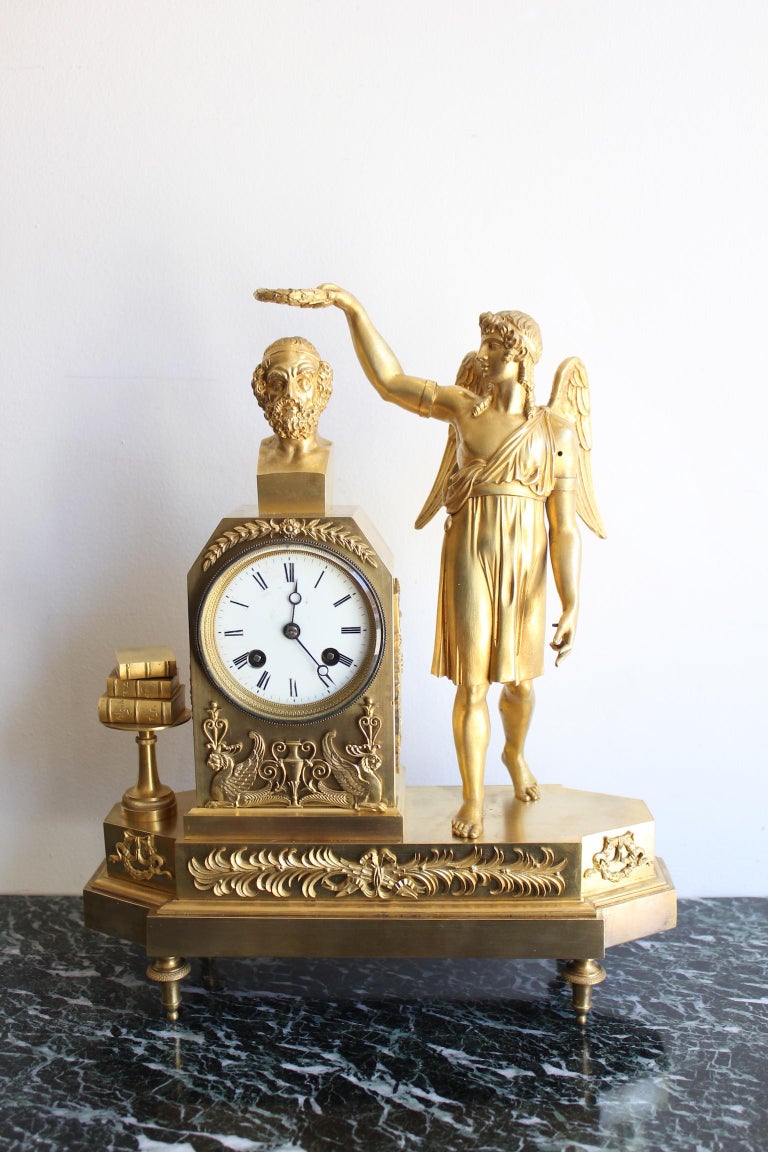 French Restauration Clock Tribute To Homer For Sale at 1stDibs