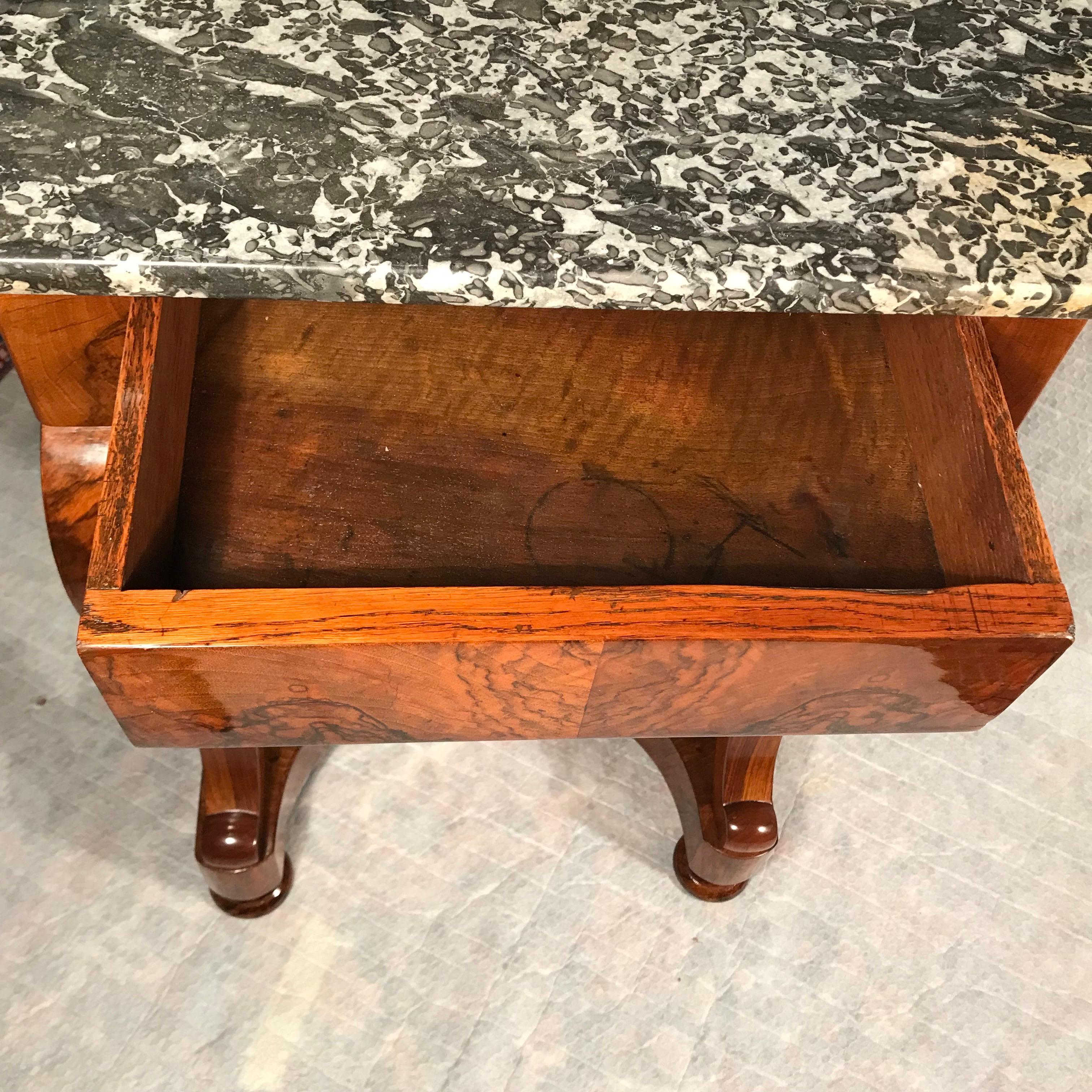 Veneer French Restauration Console Table, 19th Century For Sale