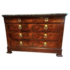 French Restauration Crotch Mahogany Commode Stamped ' Maigret '