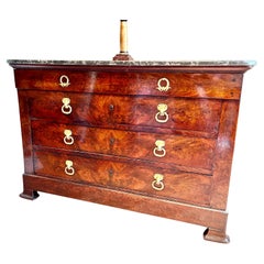 French Restauration Crotch Mahogany Commode Stamped ' Maigret '