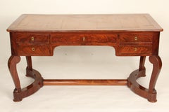 French Restauration Flame Mahogany Desk with a Tooled Leather Top