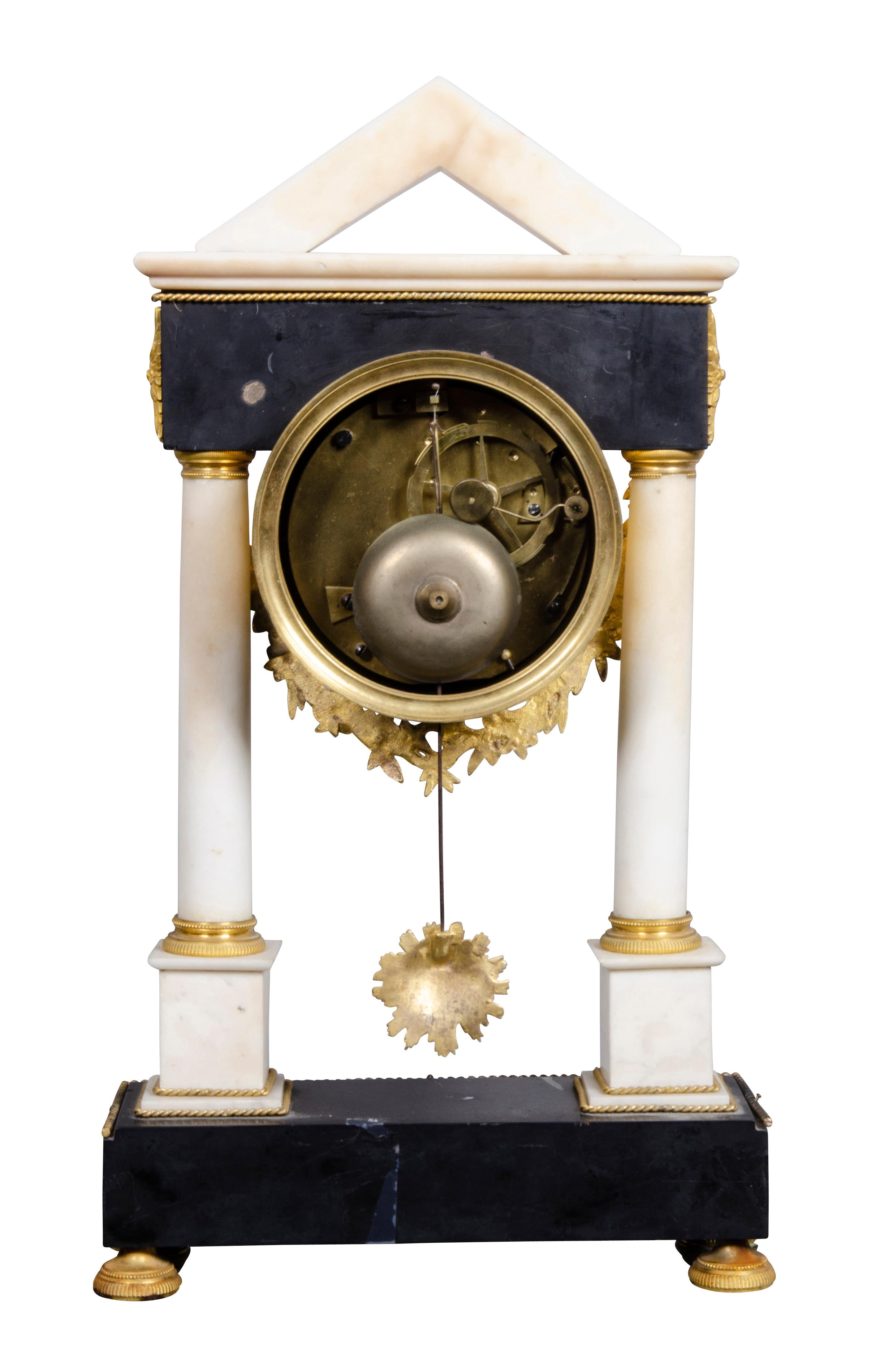 French Restauration Gilt Bronze Clock Signed Mesnil, Paris For Sale 2