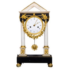Antique French Restauration Gilt Bronze Clock Signed Mesnil, Paris